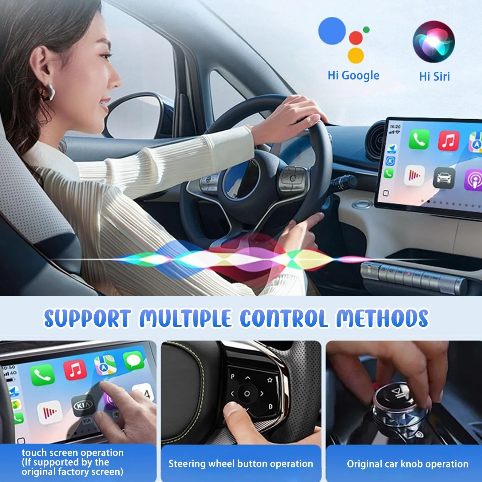 CarPlay bezprzewodowy adapter CarPlay 2 w 1, bezprzewodowy adapter CarPlay, Plug & Play, USB/Type-C Mini i stabilny adapter samochodowy USB Android do iOS 10+/Android 11+ samochodów, samochodów od