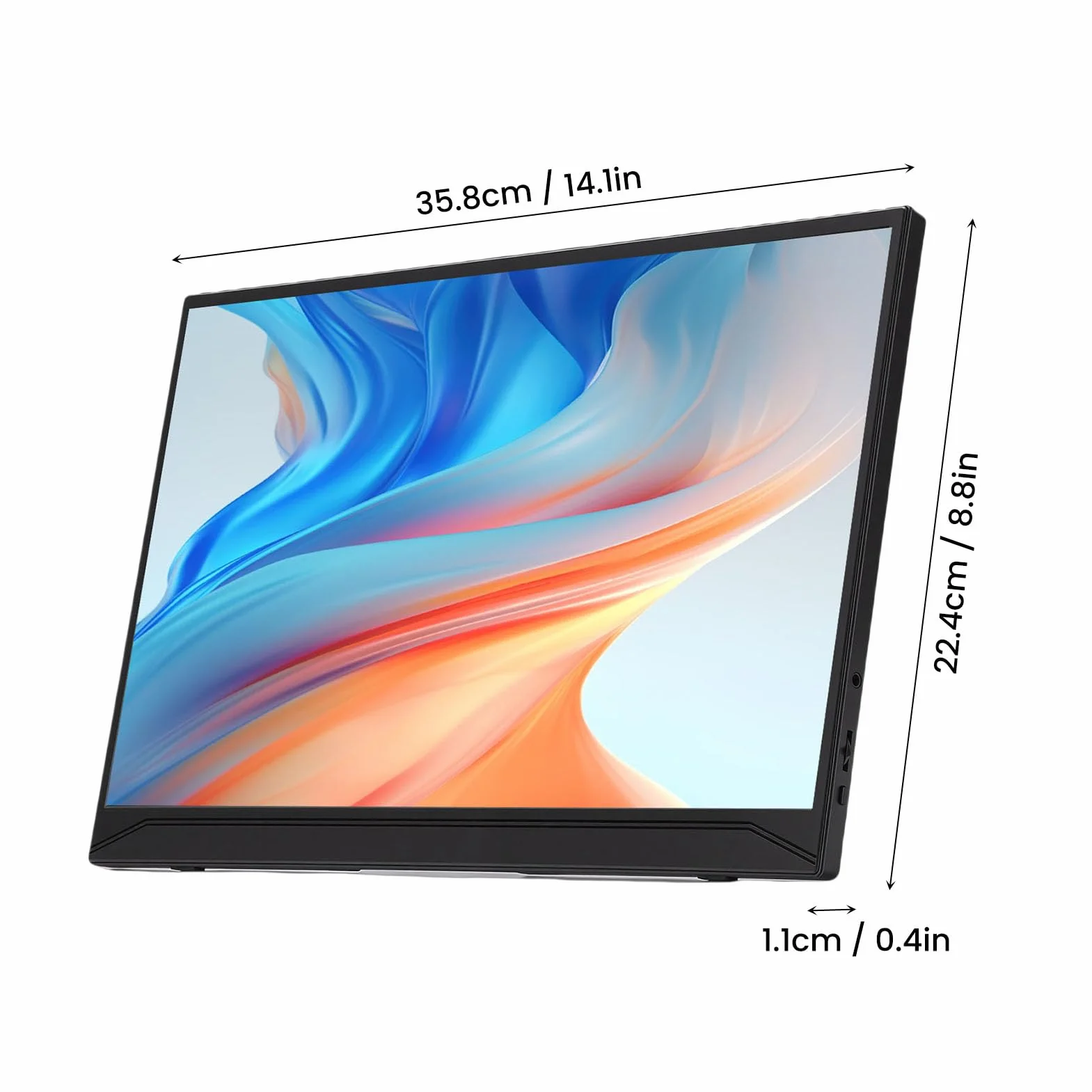 Jectse Przenośny Przedłużacz Ekranu Laptopa o Przekątnej 15,6 Cala, Wyświetlacz HD 1080P z Podwójnymi Głośnikami i Wejściem HDMI Typu C, do Konsoli do Gier na Laptopie, Smartfonie i