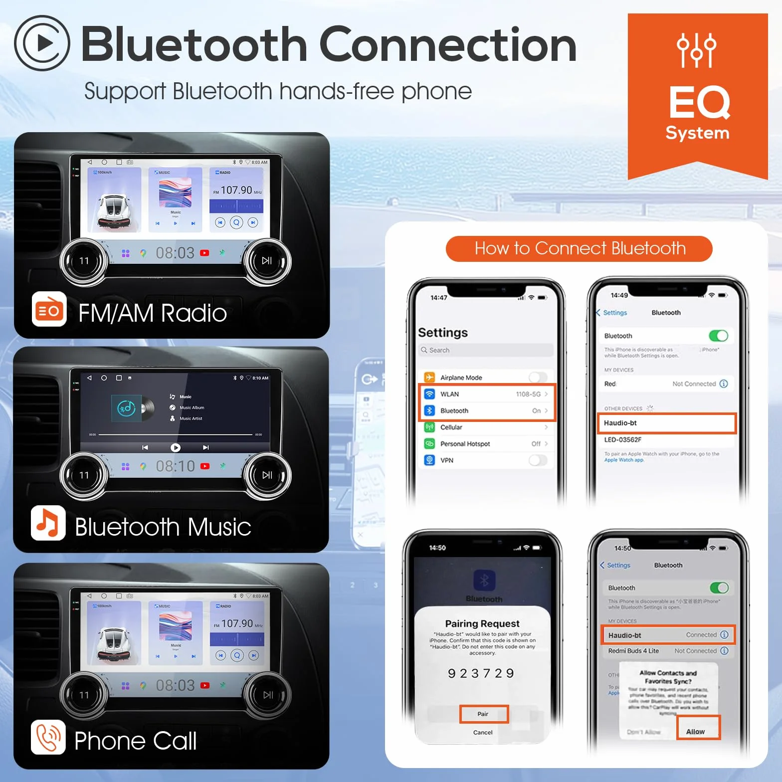 Haudio 10,1-calowy odtwarzacz samochodowy z bezprzewodowym CarPlay i Android Auto, 2 DIN radio samochodowe Bluetooth z kamerą cofania, połączenie lustrzane, asystent głosowy, AM/RDS/FM, pasuje do