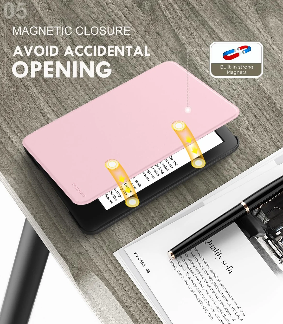 MoKo Case for Kindle 11th Generation 2024/2022 Release, Lightweight Shell Cover with Auto Wake/Sleep, Pink