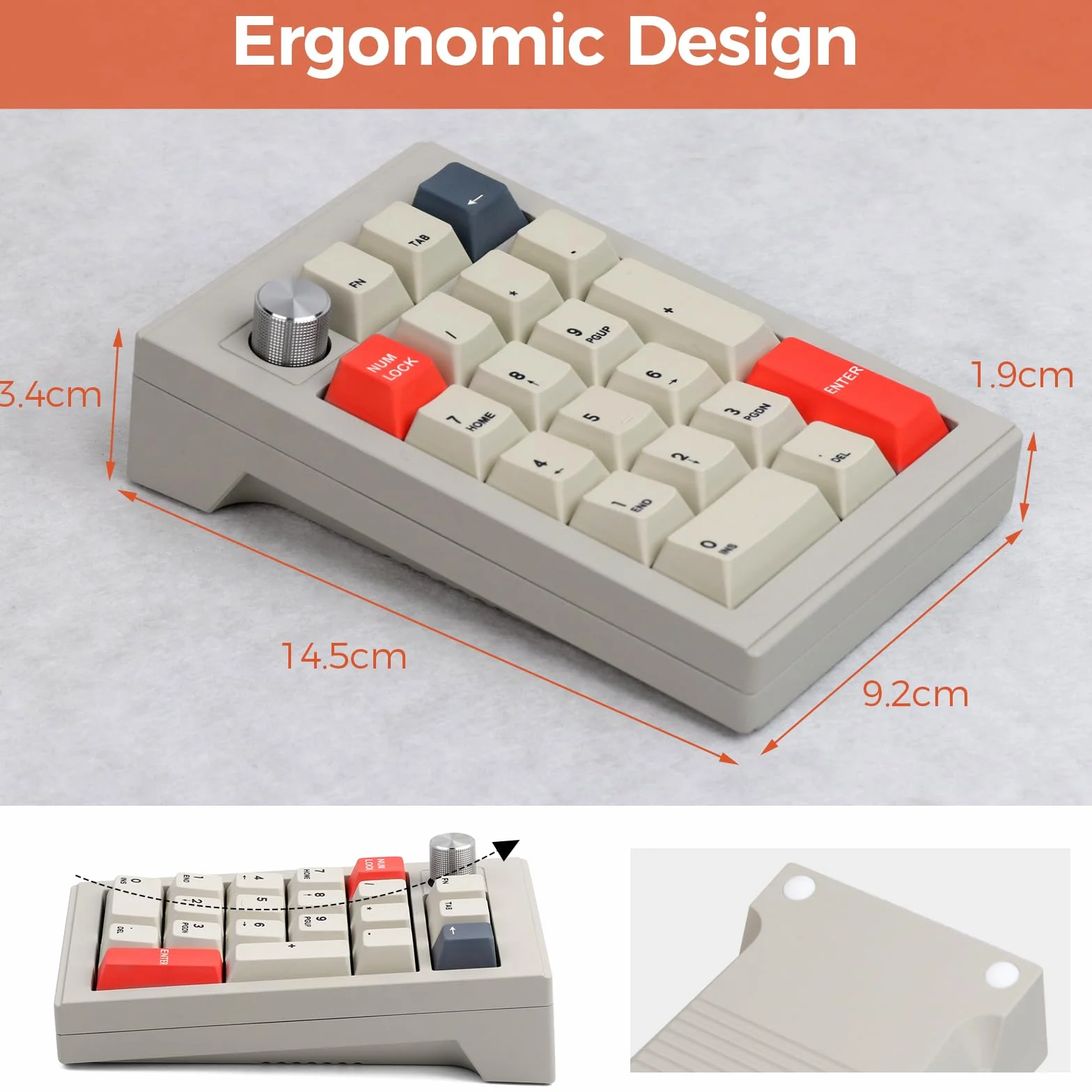 EPOMAKER CIDOO V21 Via programowalna klawiatura numeryczna, BT 5.0/2.4ghz/przewodowa hot-swap z tarczą ze stopu aluminium, bateria 1000 mAh, piankowy poron do e-sportu Mac Win