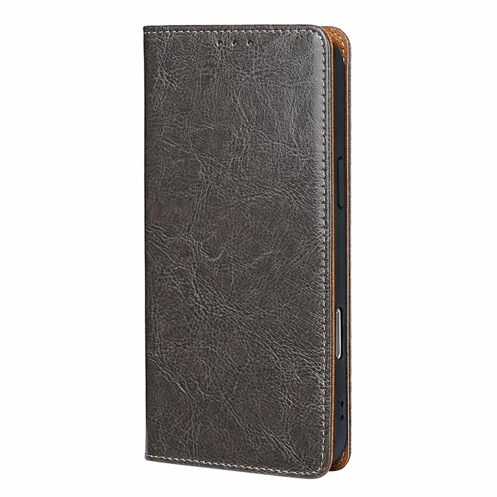 Etui z prawdziwej skóry do Google Pixel 10 Pro/10 PRO XL/10, magnetyczne etui z klapką w stylu vintage biznesowe etui na telefon komórkowy, szary, 10