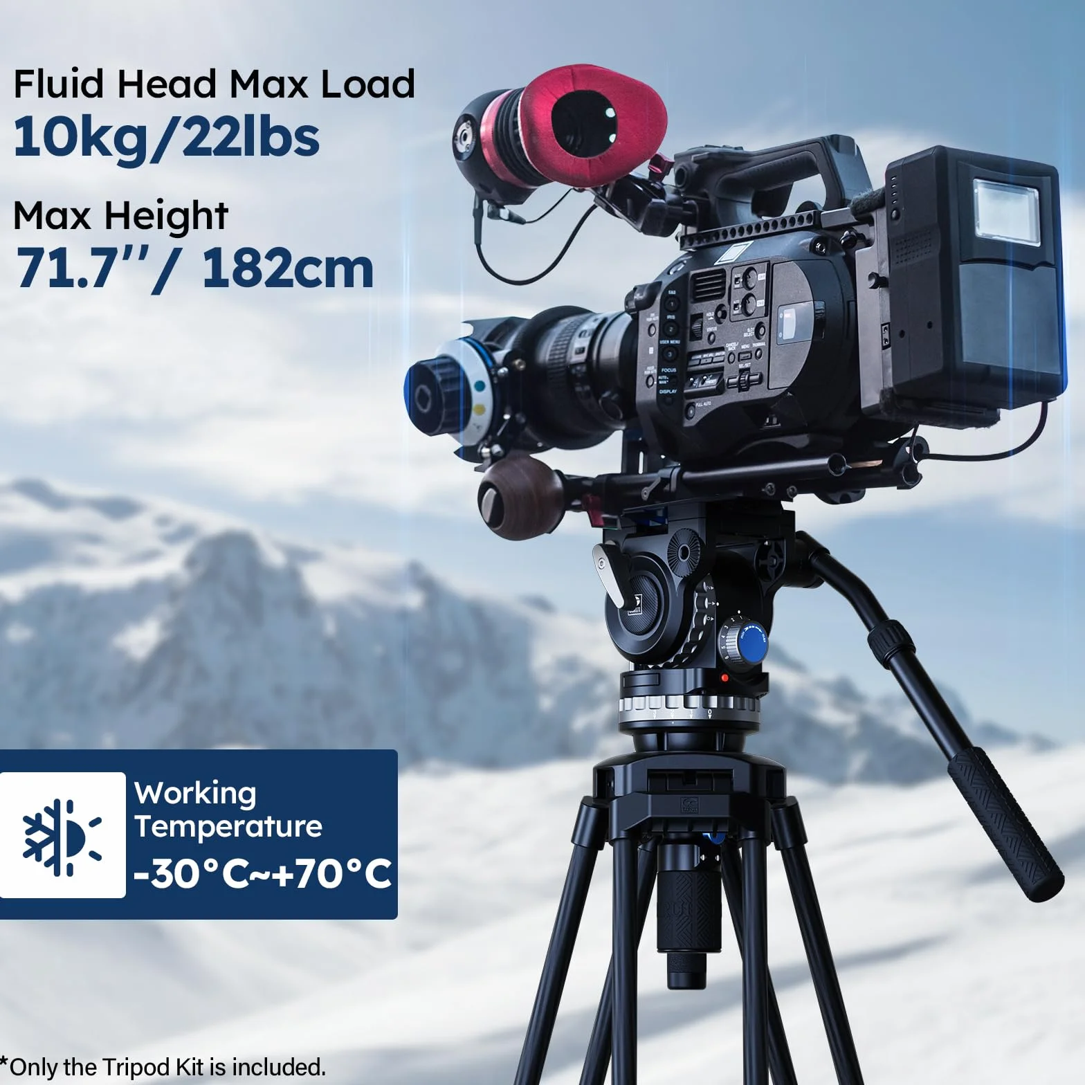 SIRUI SQ75+VHS10 Zestaw statywów wideo z włókna węglowego, statyw wideo 182 cm z 7-stopniową przeciwwagą, 4-stopniowa hydrauliczna amortyzacja obrotu/pochylenia, maksymalne obciążenie 10 kg