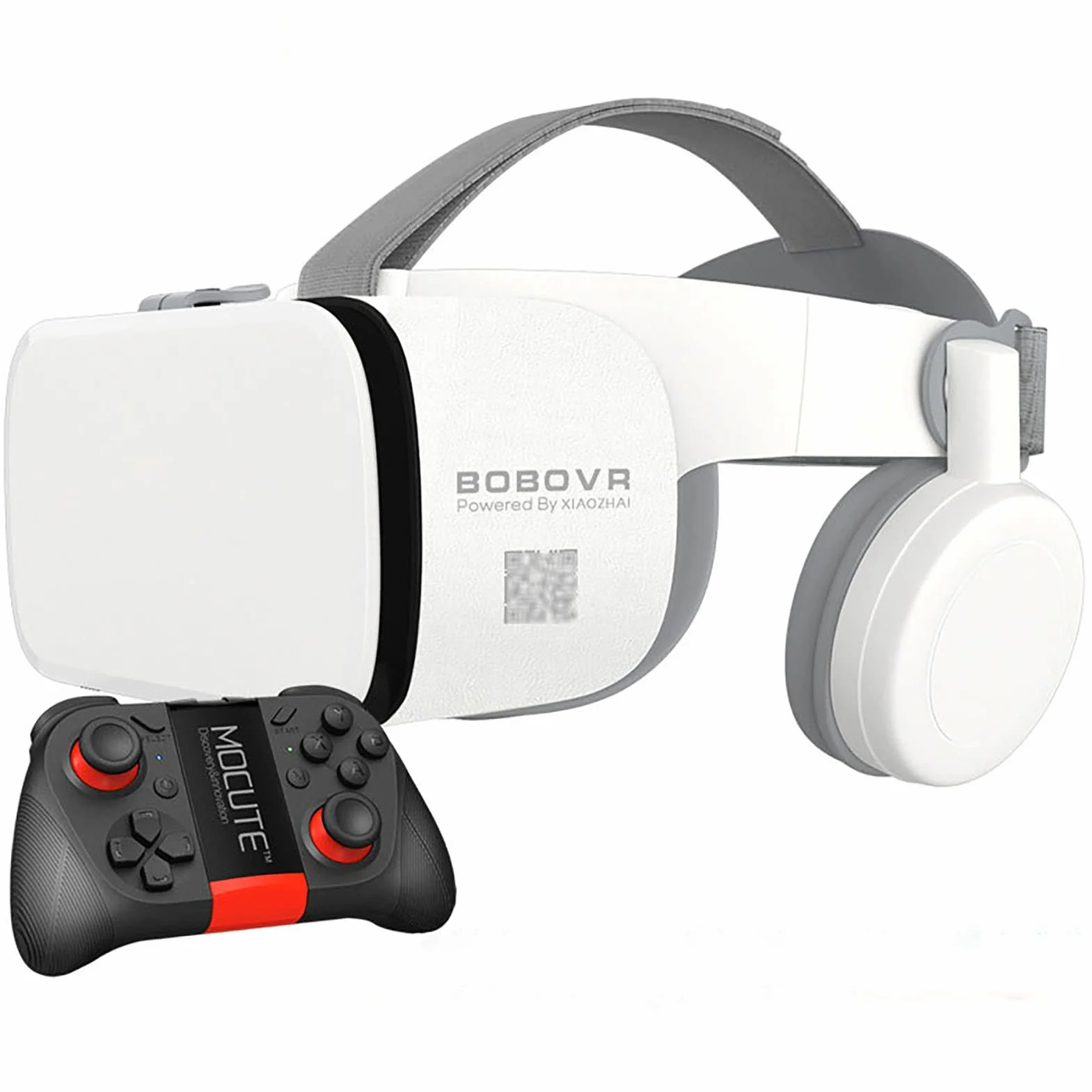 Zestaw słuchawkowy do wirtualnej rzeczywistości 3D VR z pilotem zdalnego sterowania, widowisko stereo VR do filmów i gier Bluetooth bezprzewodowe okulary VR kompatybilne z 4,7-6,3 cala iPhone iOS / Android (kolor: biały, rozmiar: 050