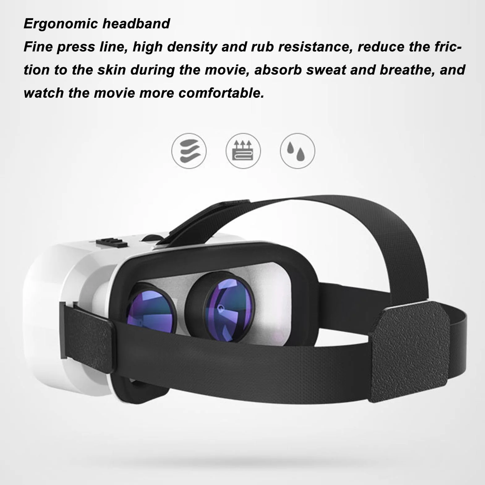 Zestaw Słuchawkowy 360° VR 3D, Panoramiczne Gogle VR z ochroną Oczu, Ergonomiczny Pałąk na Telefony Komórkowe o Przekątnej 4,7–6,53 Cala