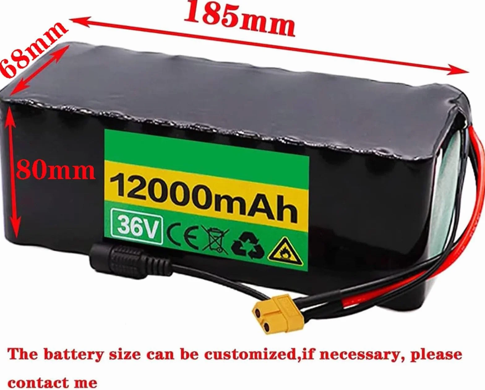Akumulator litowo-jonowy 36 V 12 Ah 10S4P, akumulator litowo-jonowy zamienny z akumulatorem o dużej mocy BMS, akumulator wodoodporny, do silników 200 W/400 W/500 W/750 W