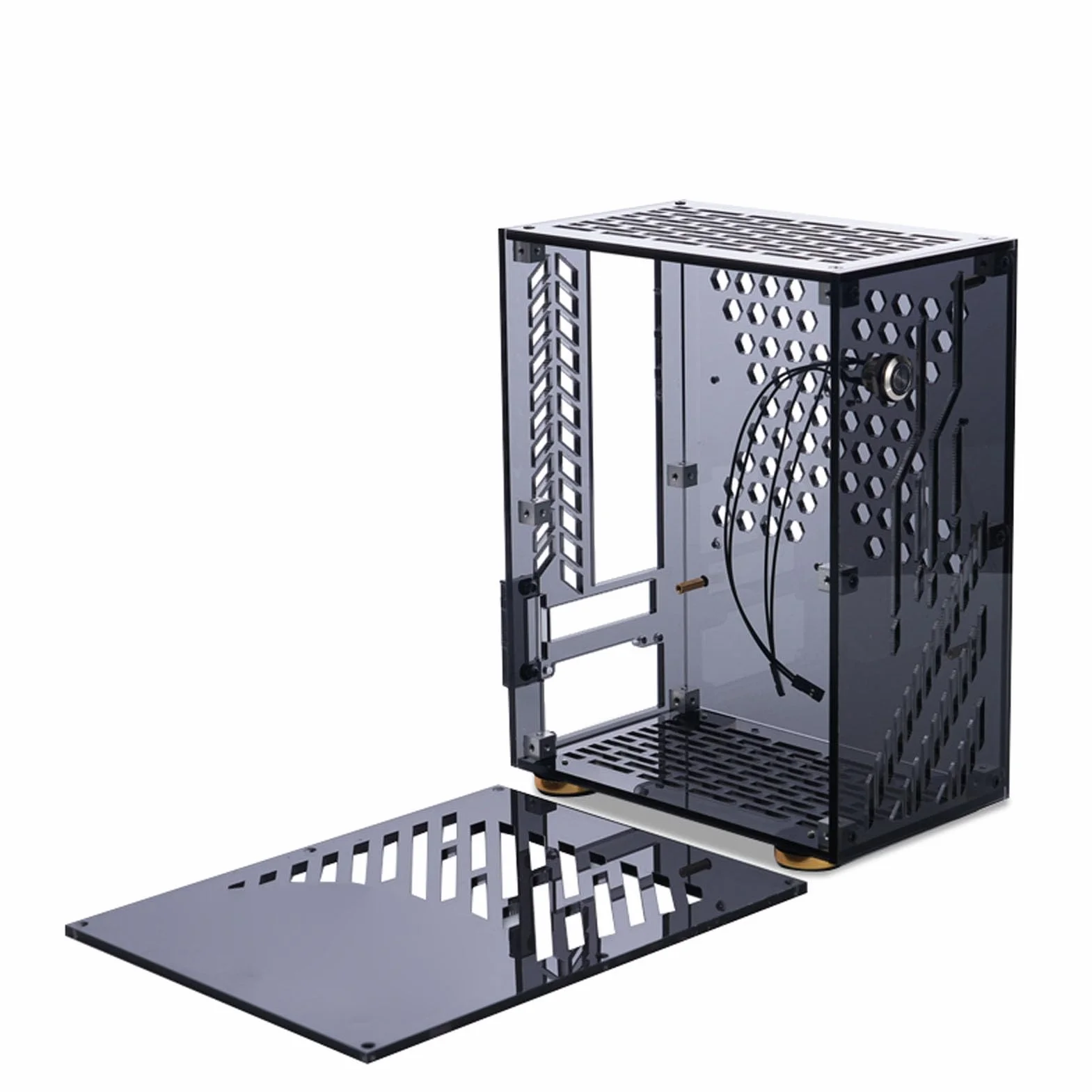 Obudowa Mini ITX Przezroczysty panel akrylowy Chłodzenie 360 ​​stopni Kompaktowa, lekka obudowa Mini PC dla entuzjastów majsterkowania i małych konstrukcji Pojemność 4,3 l Rozmiar (Czarny)