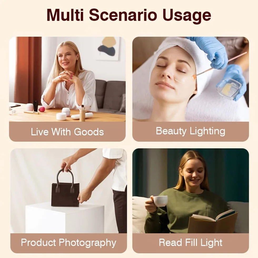 Andoer Zestaw świateł LED 50W 3200K-5600K podwójne ramię wypełnione LED oświetlenie studyjne klip do telefonu, statywu i zdalnego sterowania do fotografii makijaż rzęsy brwi tatuaż