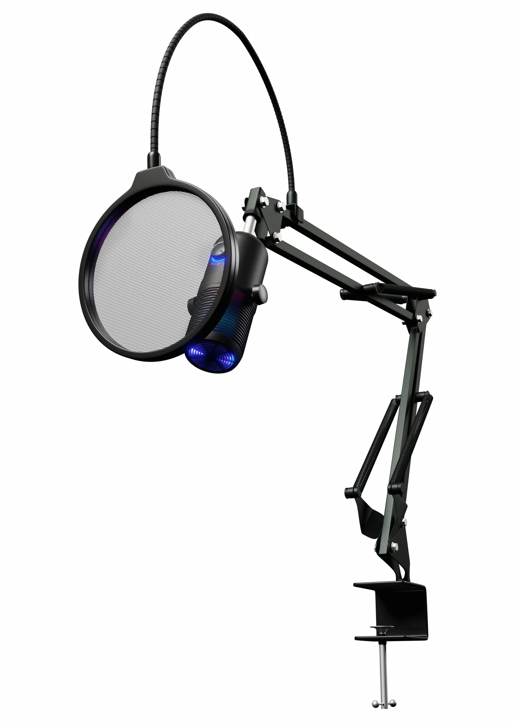 Oversteel - Elinvar mikrofon do gier USB, kardioidalny i wielokierunkowy z ramieniem i stojakiem, podświetlenie RGB, Plug & Play, kompatybilny z PC, XBOX Series, PS4, PS5 i Mac, czarny