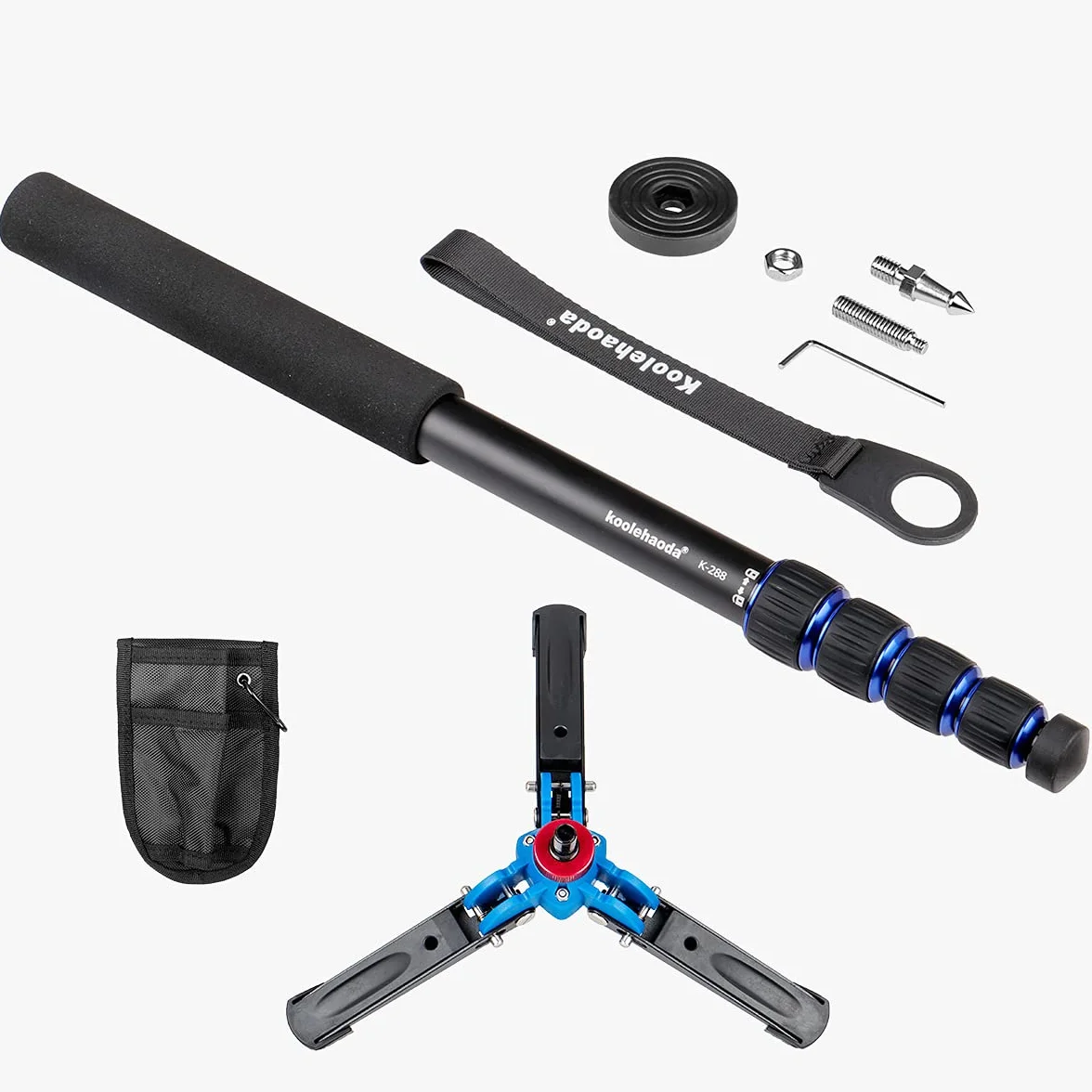 Koolehaoda K-288 Monopod ze zdejmowaną podstawą statywu, stop aluminium 5-sekcyjny, wysokość 50 cm-168 cm, maksymalny udźwig 5 kg do fotografii podróżniczej