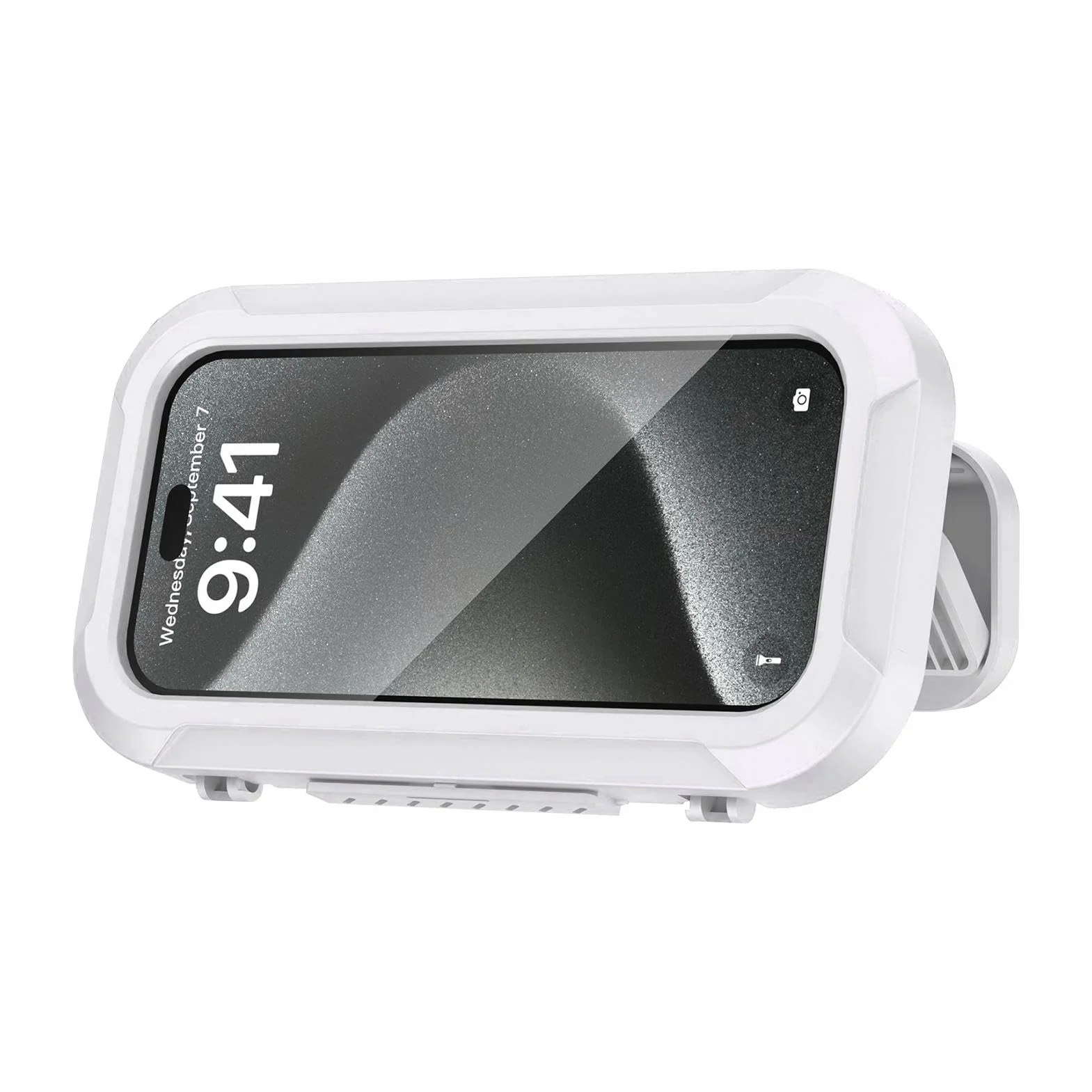 Générique Uchwyt na telefon pod prysznic wodoodporny, obrotowy pokrowiec na telefon z 360 stopni, montowany na ścianie bez dziurkowania wysuwany uchwyt na telefon, uchwyt na ekran dotykowy do łazienki