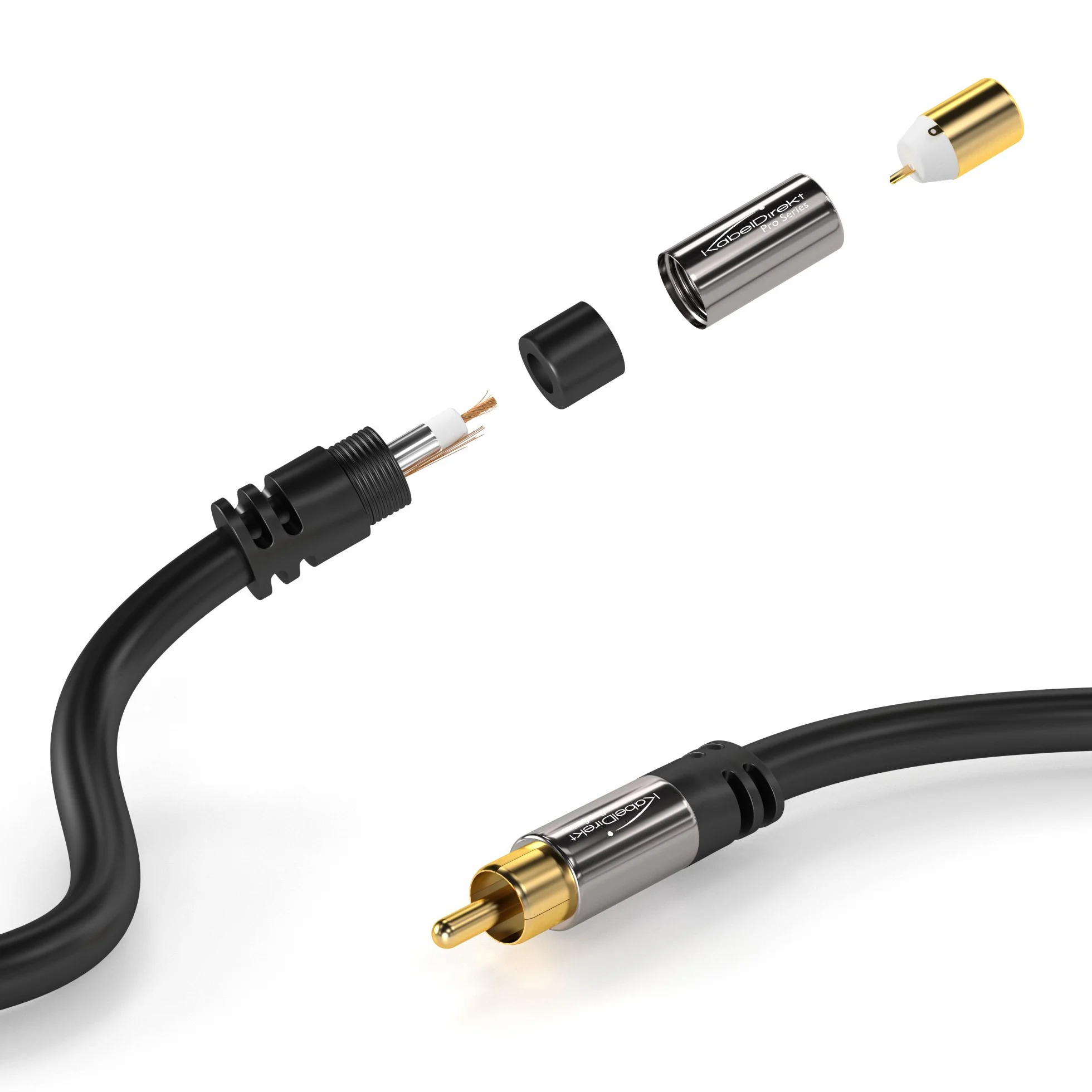 KabelDirekt – Kabel przedłużający Cinch – 1 m – Nietłukący kabel hybrydowy zapewniający doskonałą jakość dźwięku (Subwoofer/Audio, wtyczki RCA do gniazda, wzmacniacz/HiFi, analogowy i cyfrowy)