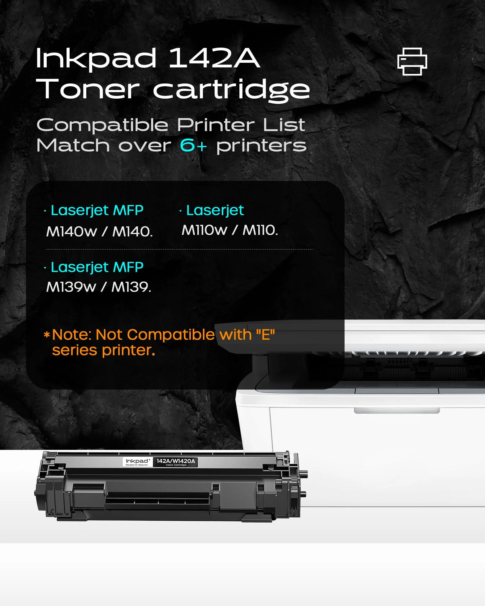 iNKPAD Toner 142A kompatybilny z HP 142A 142X, do HP LaserJet MFP M140w Toner M110w M110 MFP M140 MFP M139w M139 W1420A W1420X (z chipem, 2 czarne)