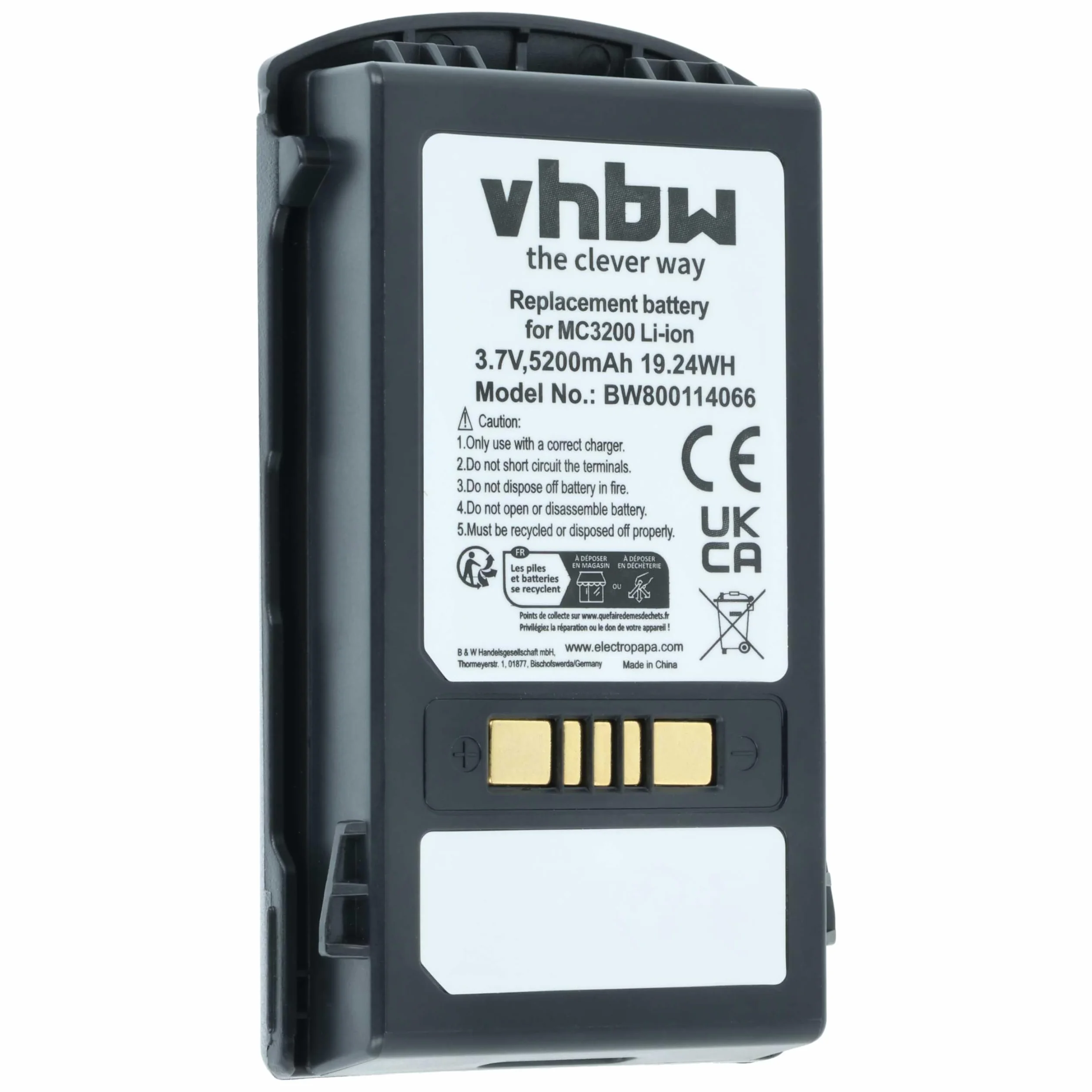 vhbw 2 x zamiennik baterii do Motorola BTRY-MC32-01-01 do skanera kodów kreskowych POS (5200 mAh, 3,7 V, Li-Ion)