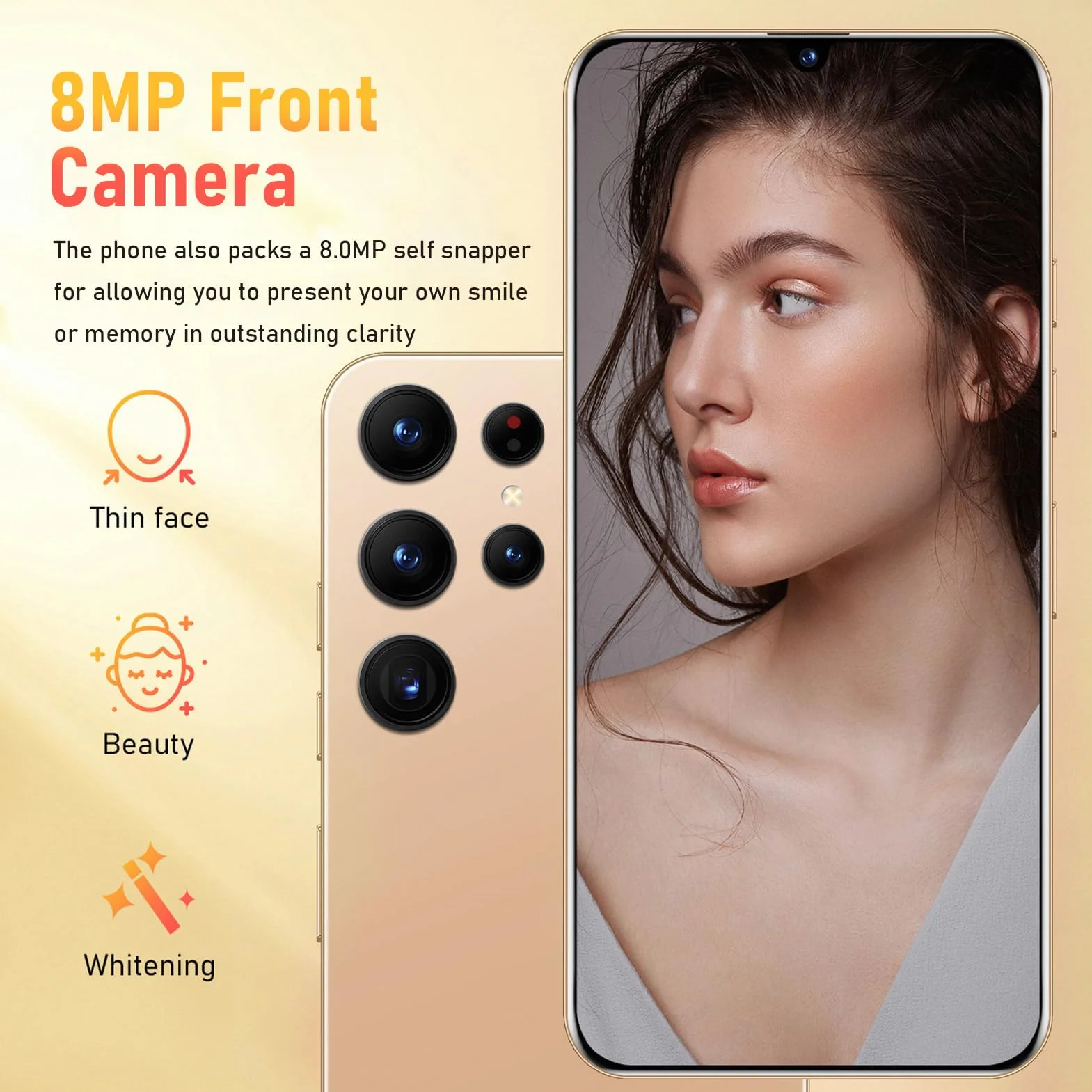 Cuifati 6,26 Cala Telefon Komórkowy, 4 GB RAM 64 GB ROM, 16MP AI Camera, Metalowa Konstrukcja Ramy, Bateria 5800 MAh, rozdzielczość 720x1600, Odblokowanie Twarzy, Smartfon na 8.1 z (GOLD)