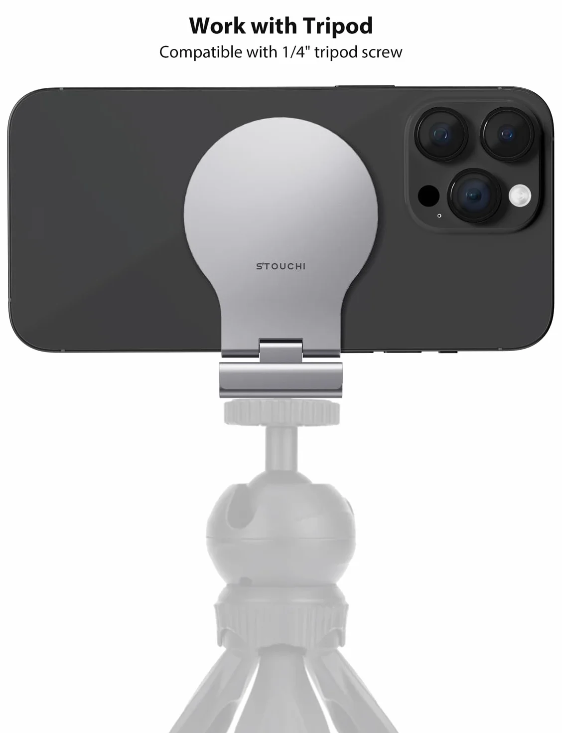 Uchwyt kamery Stouchi Continuity do komputera iMac, monitor stacjonarny, uchwyt monitora iPhone'a z regulowanym kątem, uchwyt kamery internetowej do wideokonferencji, FaceTime