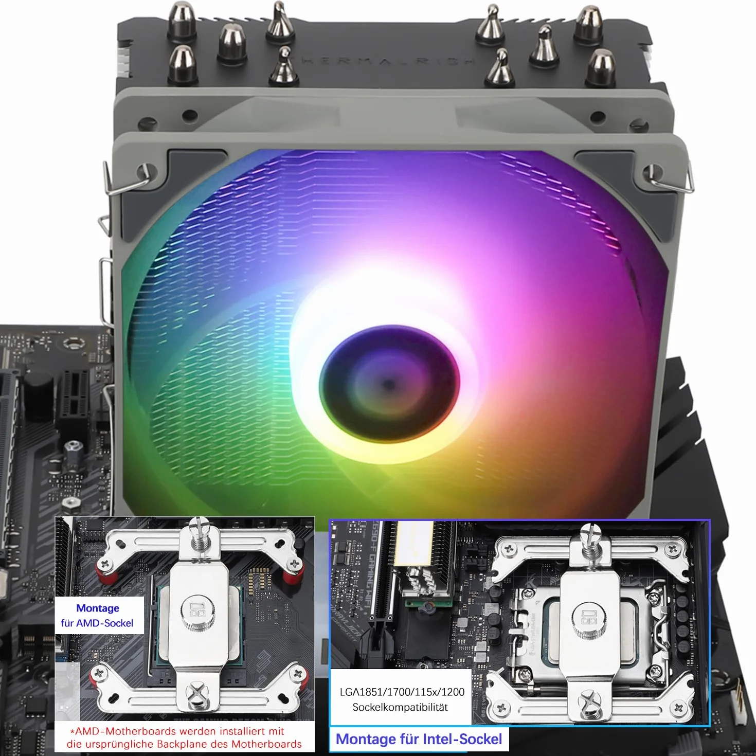 TR-Thermalright Assassin King 120 SE ARGB CPU chłodnica 5 Heatpipes, 1550 obr./min, cichy wentylator ARGB 120 mm, do AMD AM4 AM5, Intel LGA1851/1700/115x/1200,148 mm High PC