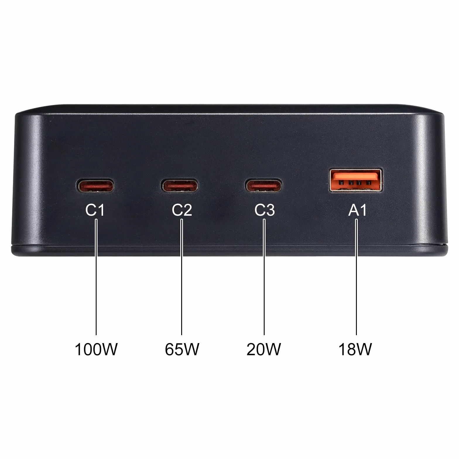 USB C Ładowarki zasilacze 203W/200W (100W+65W+20W+18W) 4-portowa stacja ładująca Kompatybilny z MacBook Pro/Air, Dell, HP, Lenovo Laptop, smartfony i więcej