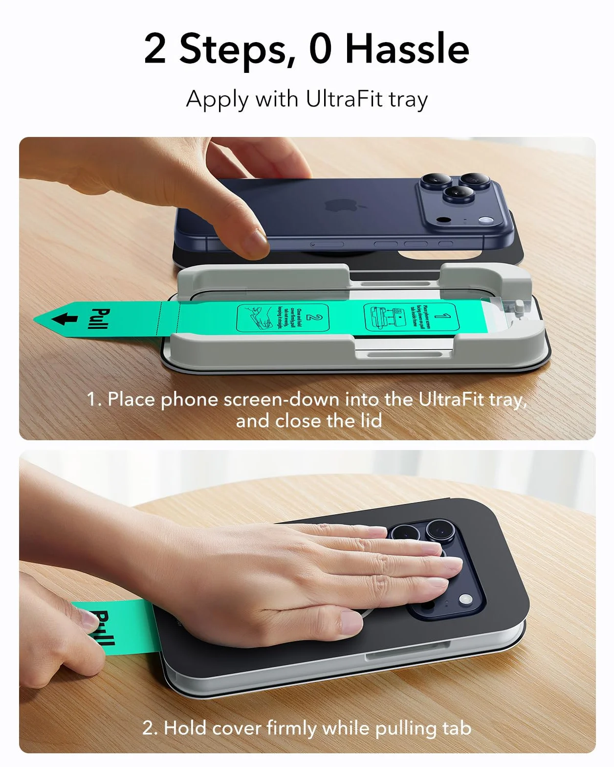 ESR Szkło hartowane do iPhone 17 Pro Max, ochrona ekranu klasy wojskowej, twardość 9H, nietłukące, pełne pokrycie, z tacą UltraFit, zestaw 3 szt