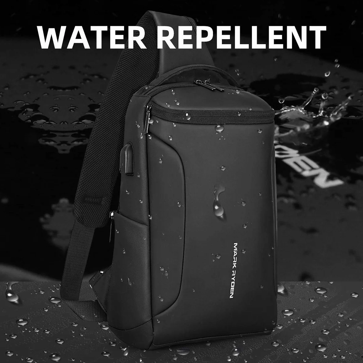 Muzee Torba na ramię, wodoodporny plecak typu crossbody, plecak z zabezpieczeniem przed kradzieżą z wieloma kieszeniami, swobodny plecak męski (dla iPada 10,5 cali)