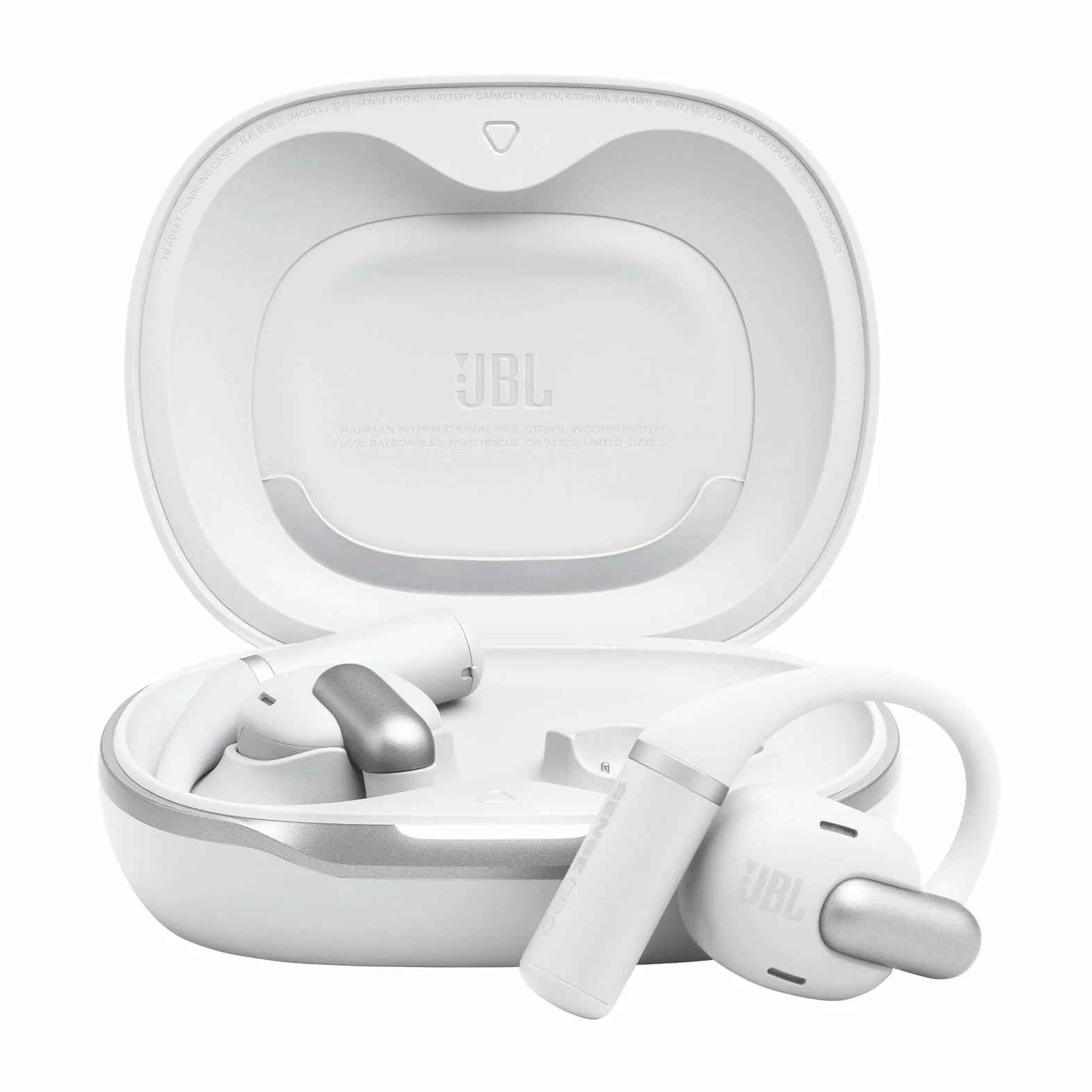 JBL Sense Pro, Bezprzewodowe Słuchawki Douszne, Białe | Otwartą Konstrukcją i Zaczepem na Ucho, JBL OpenSound, 38 Godziny Działania, Odporne na Wodę i Kurz IP57