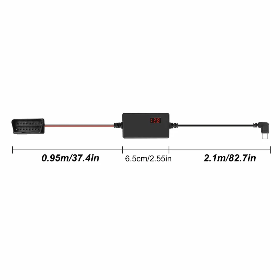OBD2 do USB C Cable Car Camera Recorder Cable 16Pin OBDII Step Down Cable do Dash Camera GPS DVR -3.1M