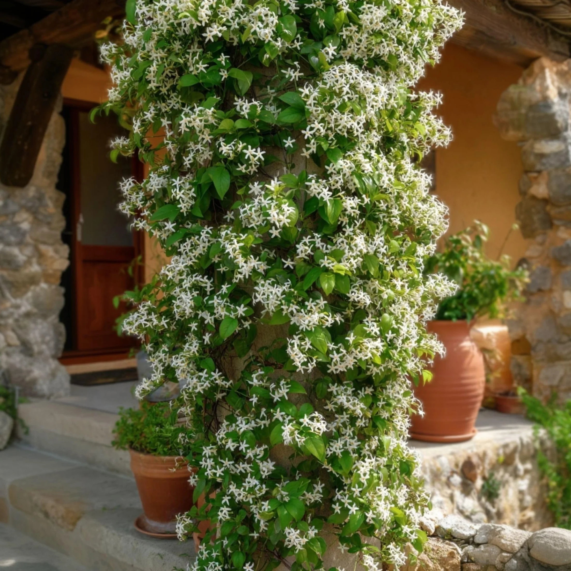 Plant in a Box - Jaśmin Toskański - Trachelospermum jasminoides - Wys. 110-120 cm - Doniczka 17 cm - Roślina pnąca
