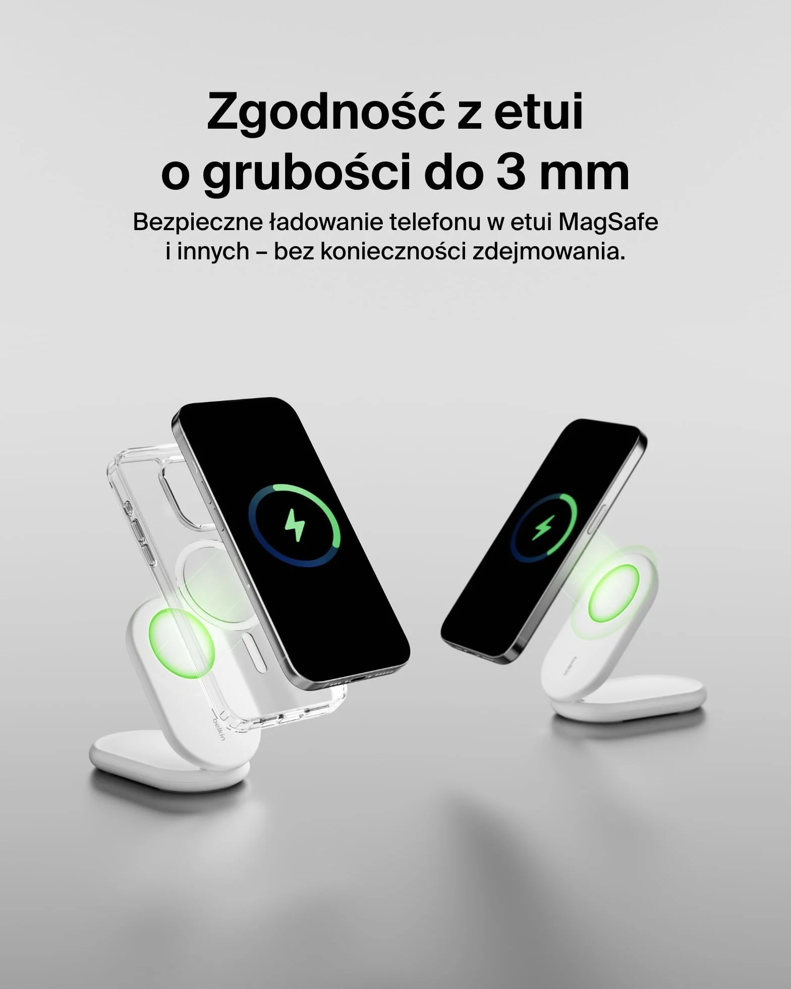Belkin BoostCharge magnetyczna, składana ładowarka Qi2 bezprzewodowa 15 W, zgodna z MagSafe, szybkie ładowanie Qi2 dla iPhone’a serii 16/15/14/13, obsługa trybu czuwania, zasilacz w zestawie – biała