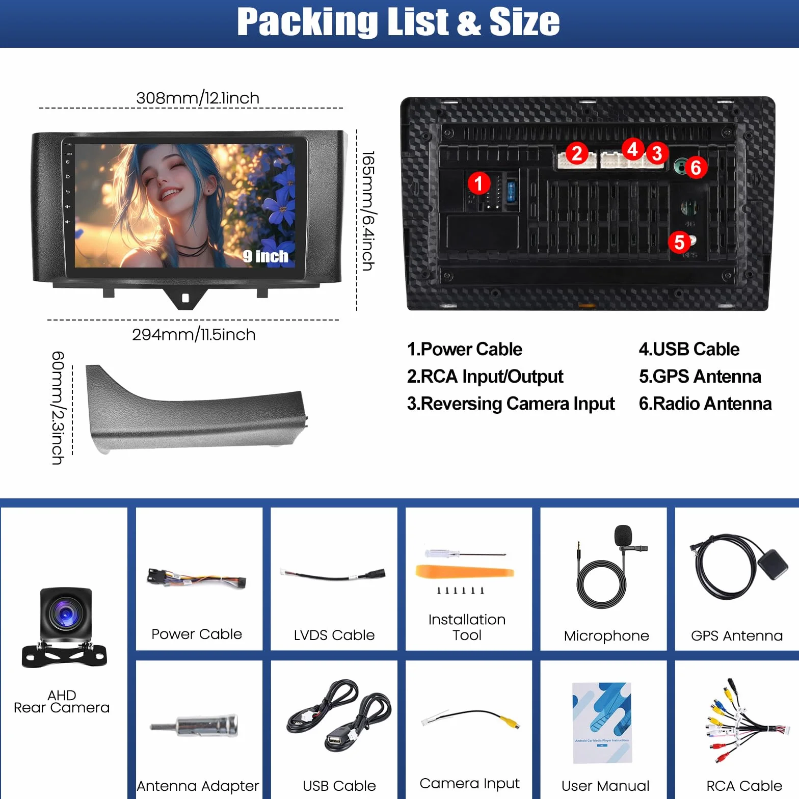 CAMECHO 2+64G 9" Android 13 radio samochodowe do Mercedesa Benz Smart Fortwo W451 2011-2015 z bezprzewodowym Carplay Android Auto, nawigacja GPS Radio ekran dotykowy HD z Bluetooth WiFi RDS FM +
