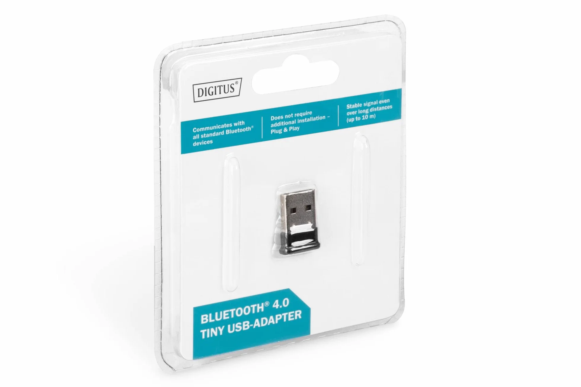 DIGITUS Adapter Bluetooth 4.0 USB - USB 2.0 - zasięg do 10 m - do laptopów i komputerów stacjonarnych - pamięć Bluetooth - Plug & Play
