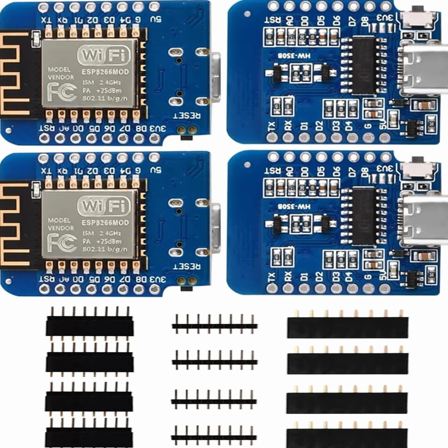 4 x 5V D1 ESP8266 Mini Płyta NodeMCU WiFi ESP8266-12F FT232 WLAN Moduł Typ C 4MBit Pamięci Flash (Typ C)