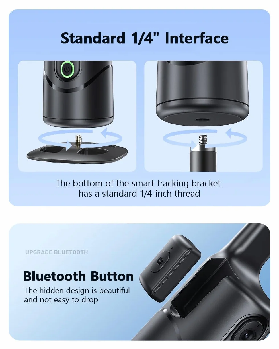 Auto Face Tracking Phone Holder,No App Required,360° Rotation Phone Camera Stand with Remote and Gesture Control, Smart Shooting Tripod for Vlog/TIK Tok Live Streaming YouTube Video Recording