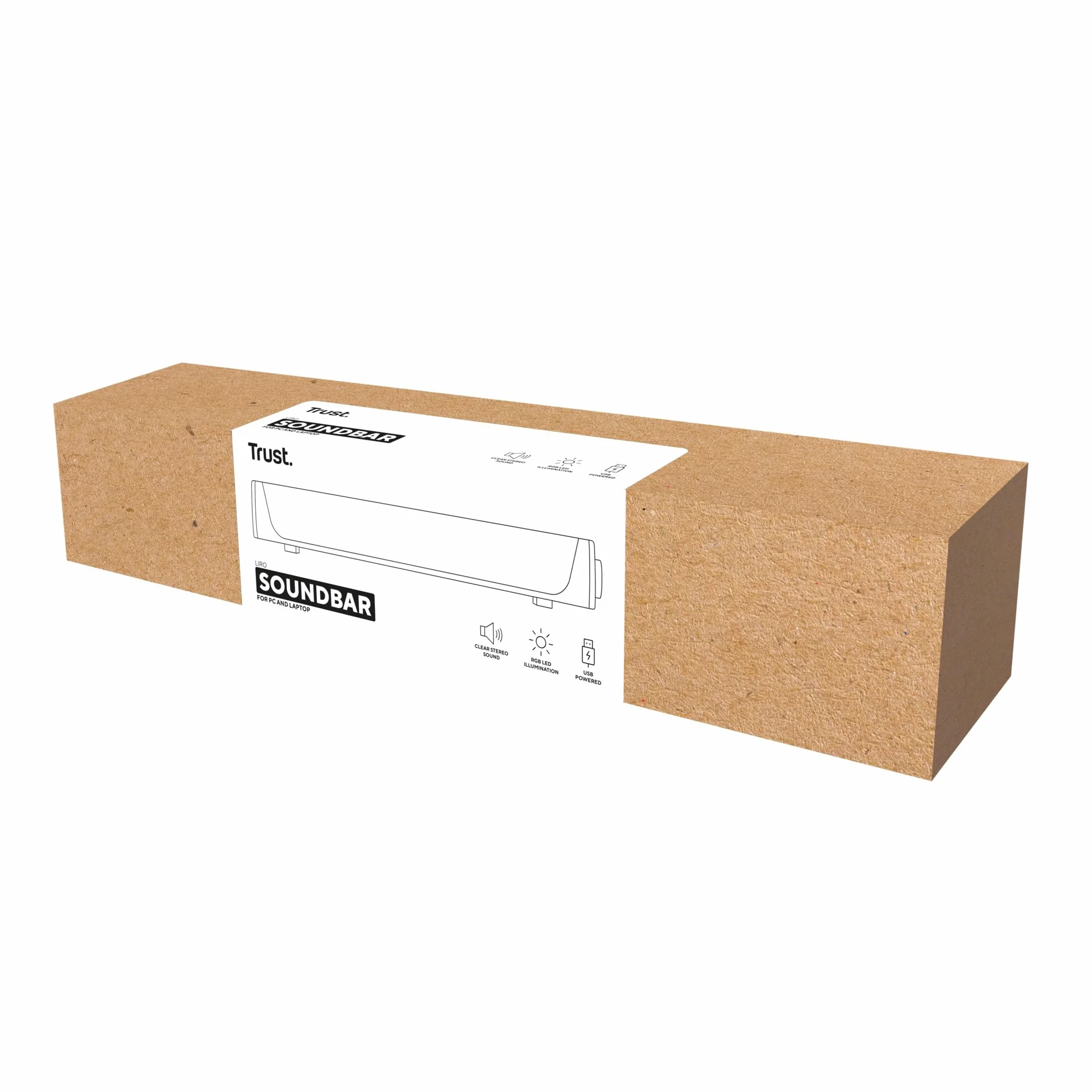 Trust Liro Soundbar do Komputera i Laptopa, Kompaktowy Głośnik Stereo LED RGB Zasilany przez USB, Moc Szczytowa 12W, Połączenie Audio Jack 3,5 mm, Podświetlane Głośniki PC, Czarny