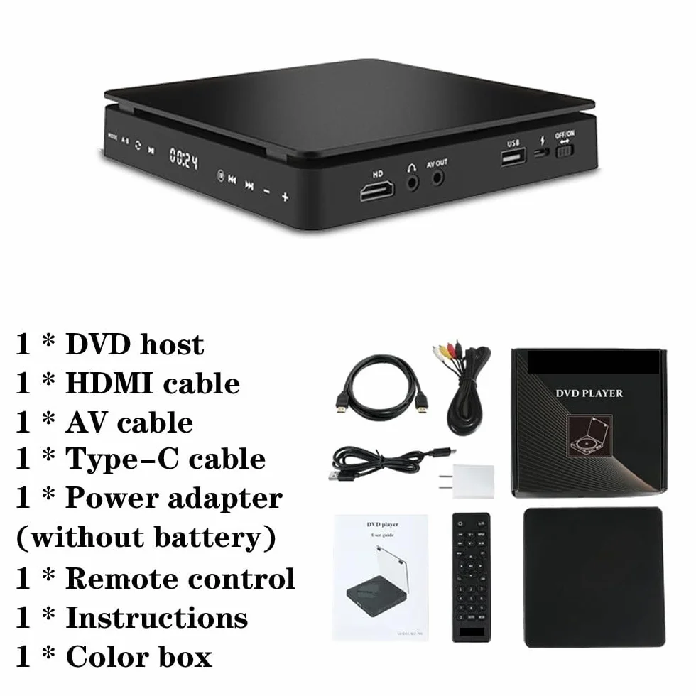 Przenośny odtwarzacz DVD, Odtwarzacz DVD dla telewizorów Odtwarzacze wideo CD VCD HD 1080P obsługują połączenie AV z wejściem USB