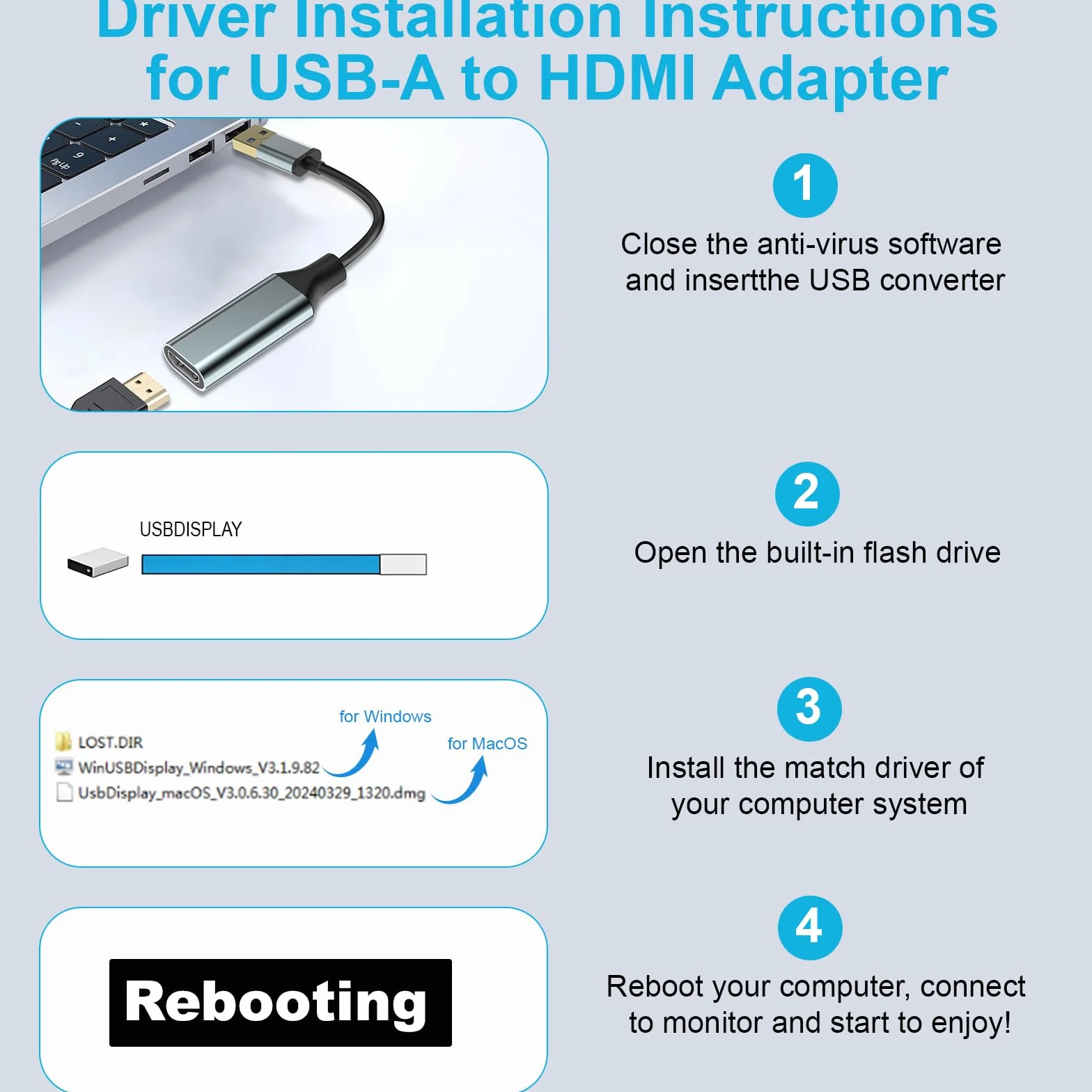 Adapter USB na HD do monitora, konwerter HD, 1080p, złącze kablowe, wyjście do komputera, laptopa, komputera stacjonarnego z wieloma systemami Windows 11/10/8.1/8/7, Mac (szary USB na HD)