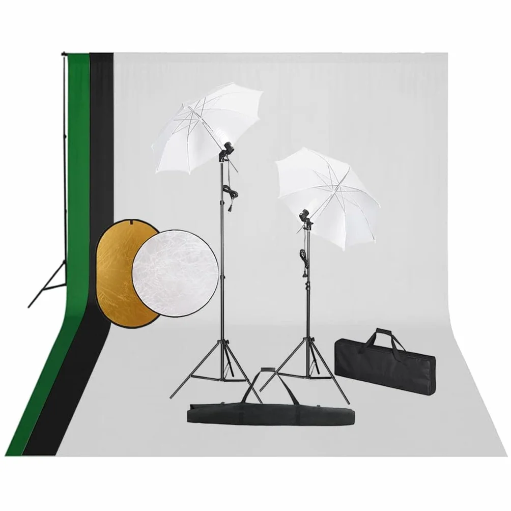 Zestaw do studia fotograficznego z reflektorem studyjnym, światłem stałym, lampą, reflektorem, regulowanym statywem aluminiowym, 3 bawełnianymi tłami, 2 abażurami, softbox, idealny do