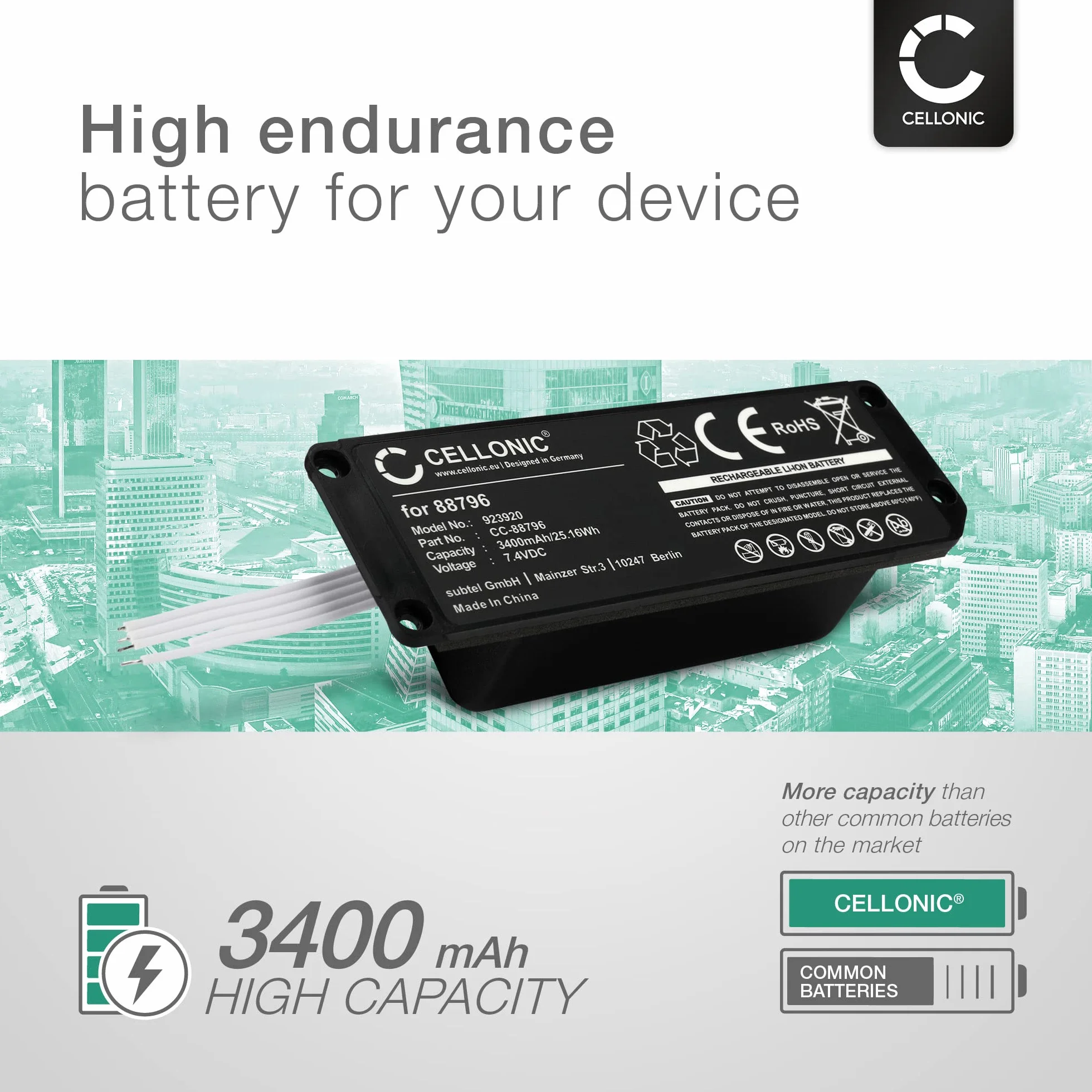 CELLONIC® Wymienny akumulator 088772, 088789, 088796 3400mAh do Bose Soundlink Mini 2 Głośnik perkusyjny Przenośna muzyka