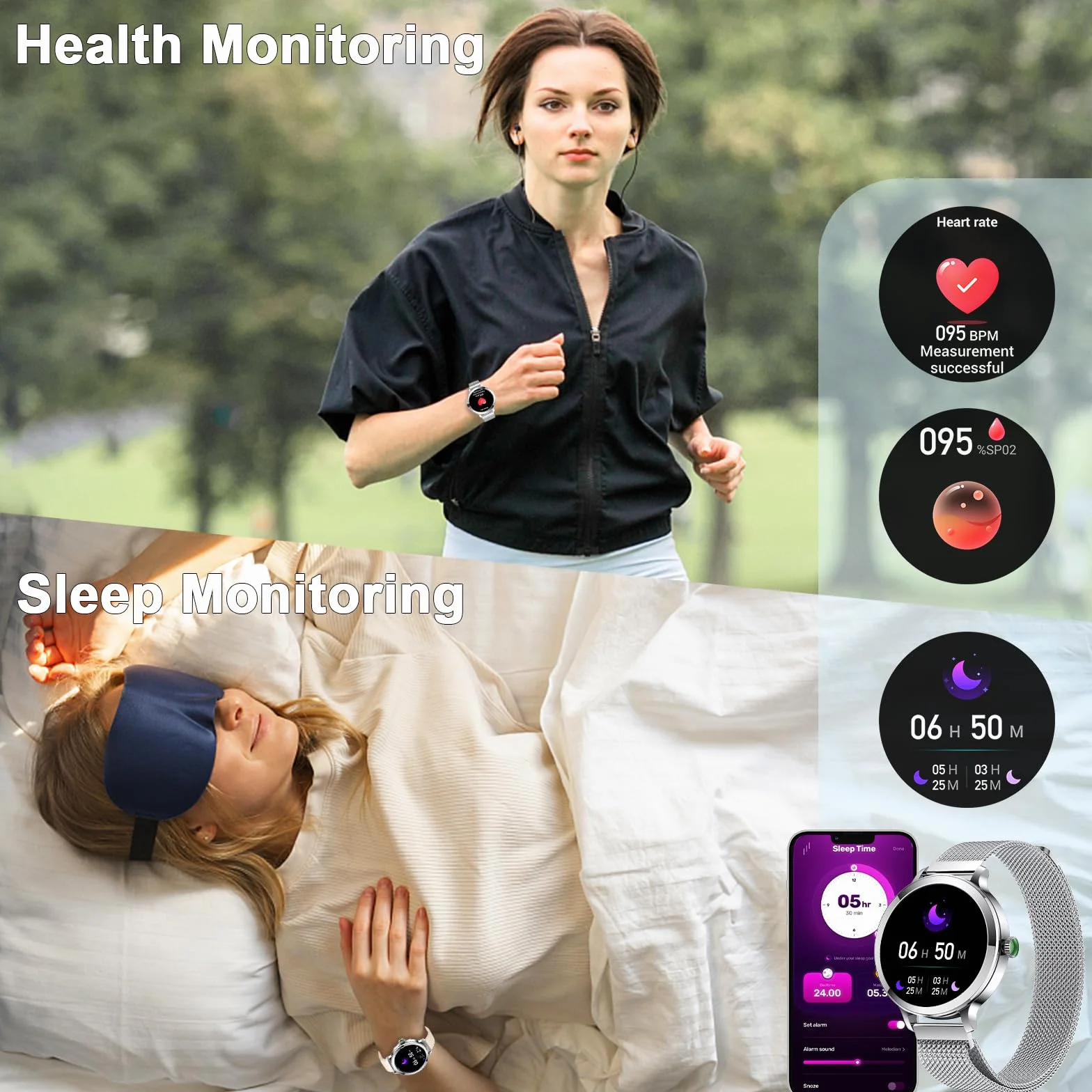 Damski smartwatch Efolen z funkcją telefonu, Inteligentny zegarek z ekranem dotykowym 1,1 cala, Zegarek z trybami sportowymi 110+, Monitor pracy serca, Miesiączka SpO2, monitor snu,Monitor fitness
