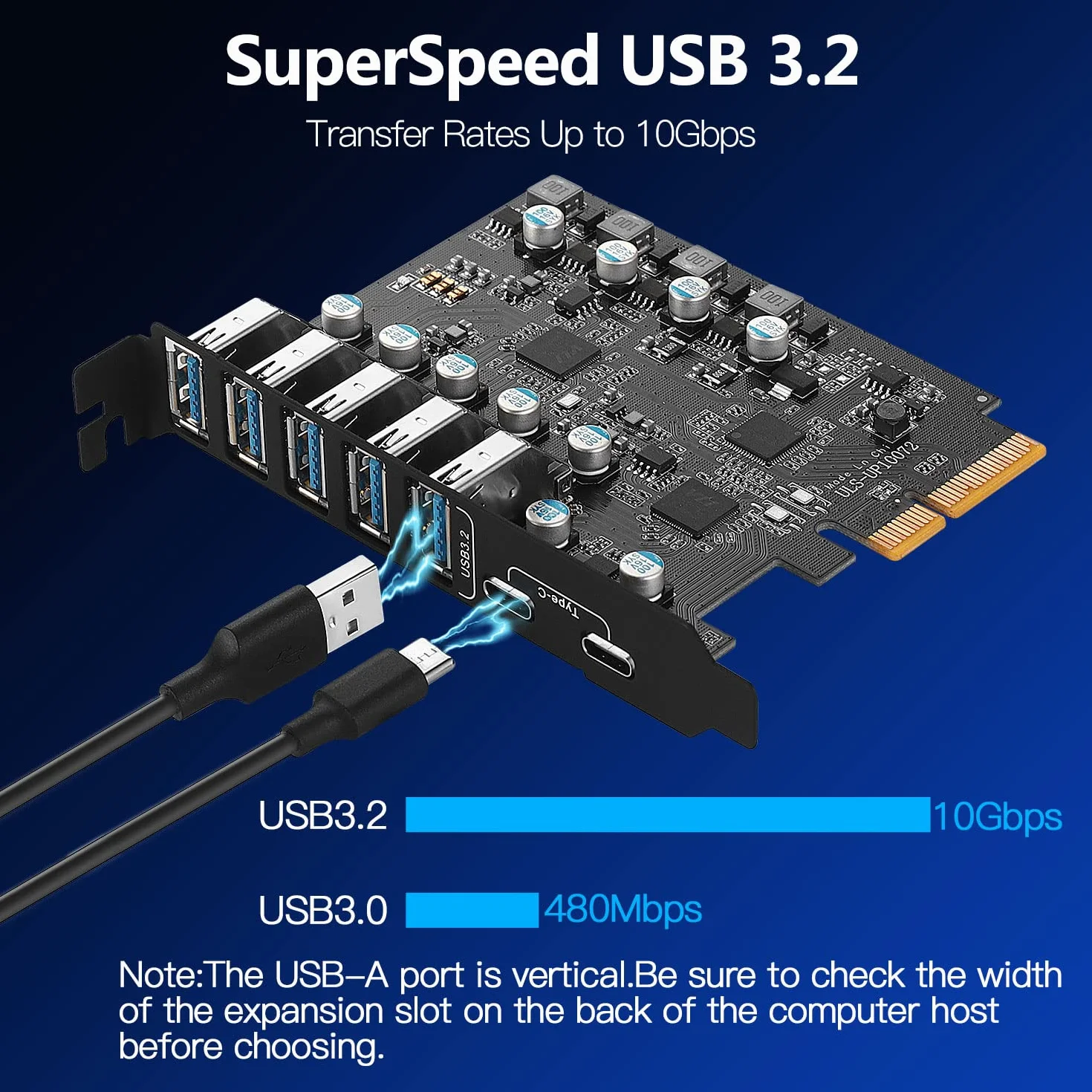 PCIe USB 3.2/3.1 Gen 2 karta 7 portów (2 USB C, 5X Type A) karta rozszerzeniowa z portem wewnętrznym 10 Gbps do Windows 10/8/7/XP i Mac OS 10.8.2 Above
