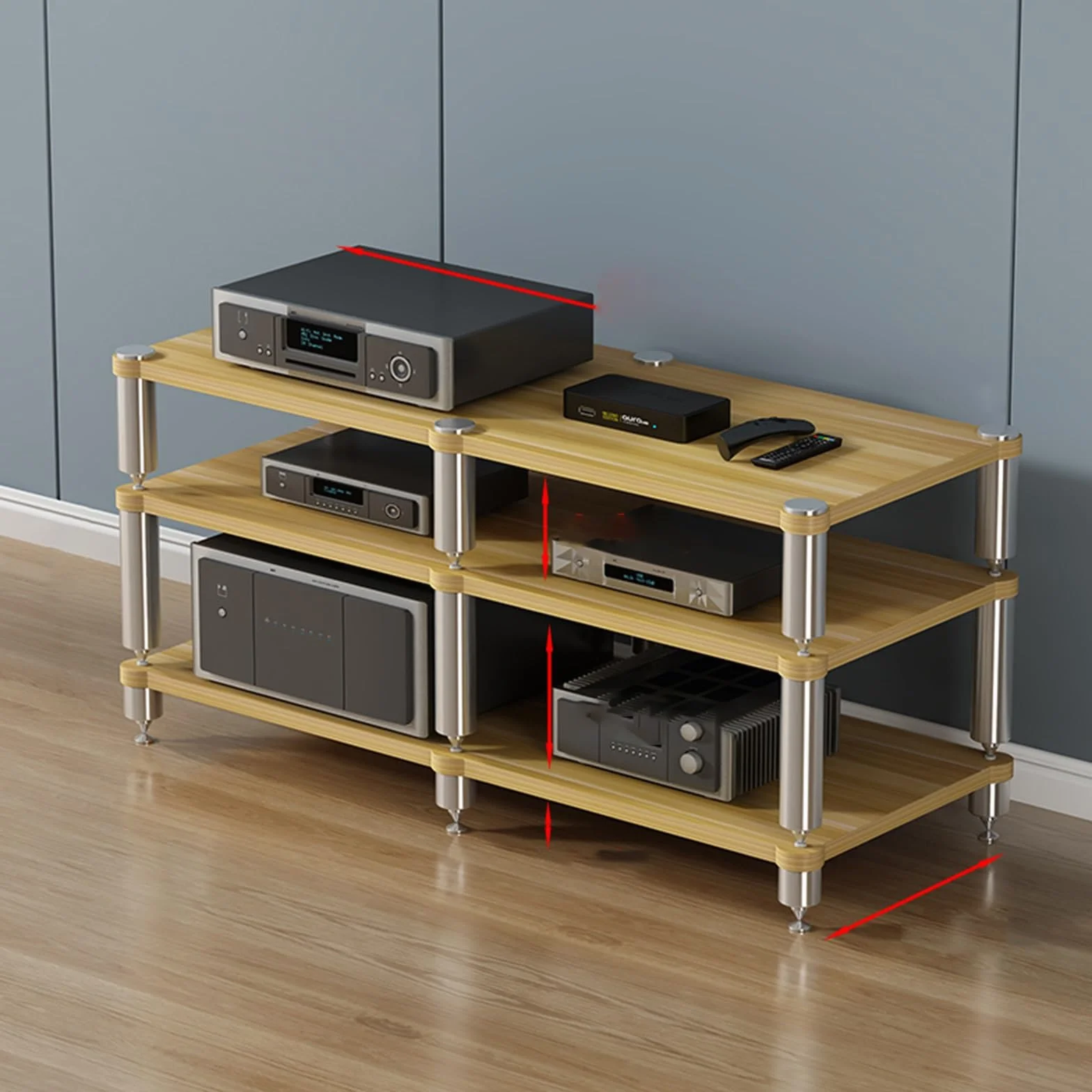 Szafka Hi-FI, szafka Hi-FI, narożny uchwyt AV 2/3/4-poziomowy, wieża Hi-FI, przenośny stojak na odtwarzacz, stojak do przechowywania treści multimedialnych, stojak na konsolę do gier wideo (lekka)