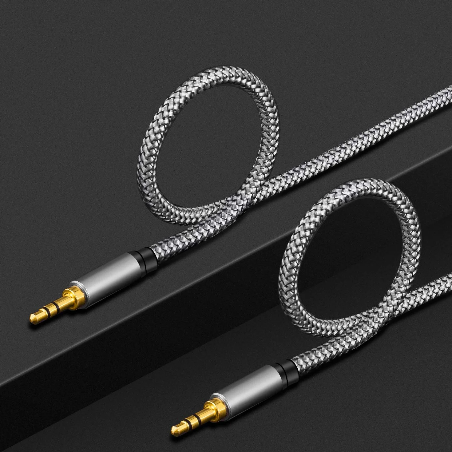 Tan QY Nylonowy pleciony kabel AUX 3,5 mm, 50 m, pomocniczy adapter wejściowy audio męski na męski przewód do słuchawek, samochodu, domowego stereo, głośnika, iPhone'a, iPada, iPoda i innych (15 m,