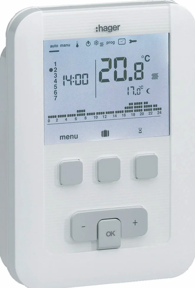 Hager Systems EK520 termostat pokojowy, programowalny, baterie