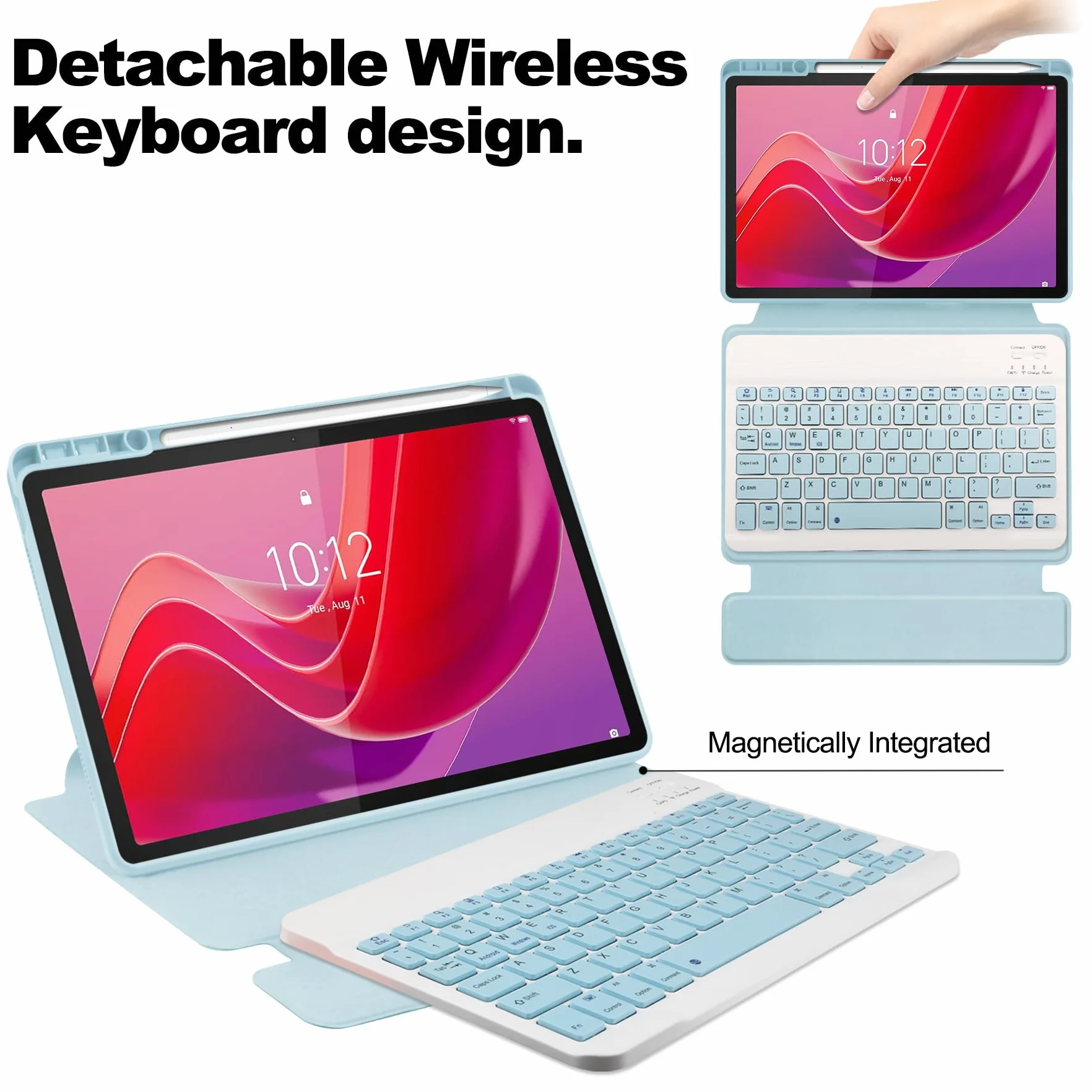 Etui z klawiaturą do Honor Pad X8a, magnetycznie odłączana bezprzewodowa klawiatura Bluetooth ze smukłą podstawką do tabletu Honor Pad X8a 11 cali 2024(Black)