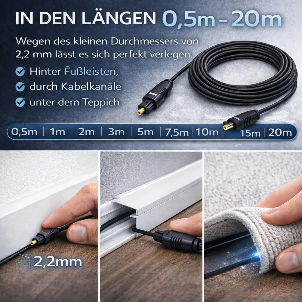 PerfectHD Toslink kabel optyczny 20 m 2,2 mm
