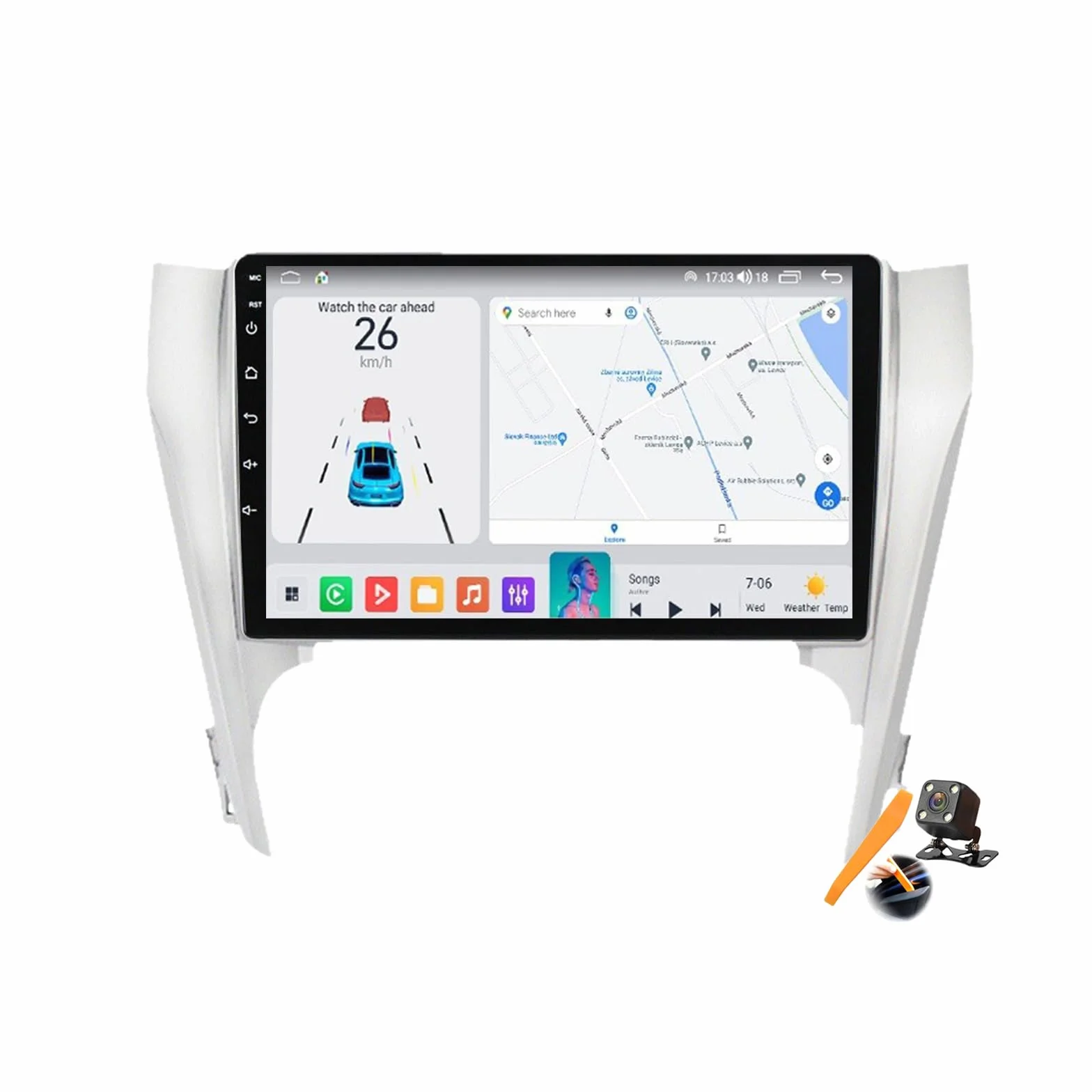 Y300s, Android 15.0 Stereo zamiennik dla Camry 2012-2014 Radio samochodowe Nawigacja GPS 10-calowy przenośny odtwarzacz multimedialny DVD Odbiornik FM BT z Android Auto CarPlay
