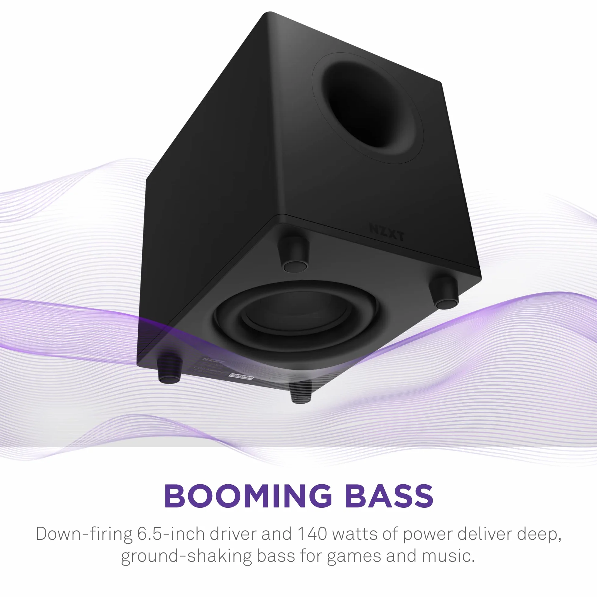 NZXT Relay Subwoofer PC - AP-SUB80-EU - Czarny - 140 W - Głębokie basy - 6,5-calowy głośnik Down-Firing
