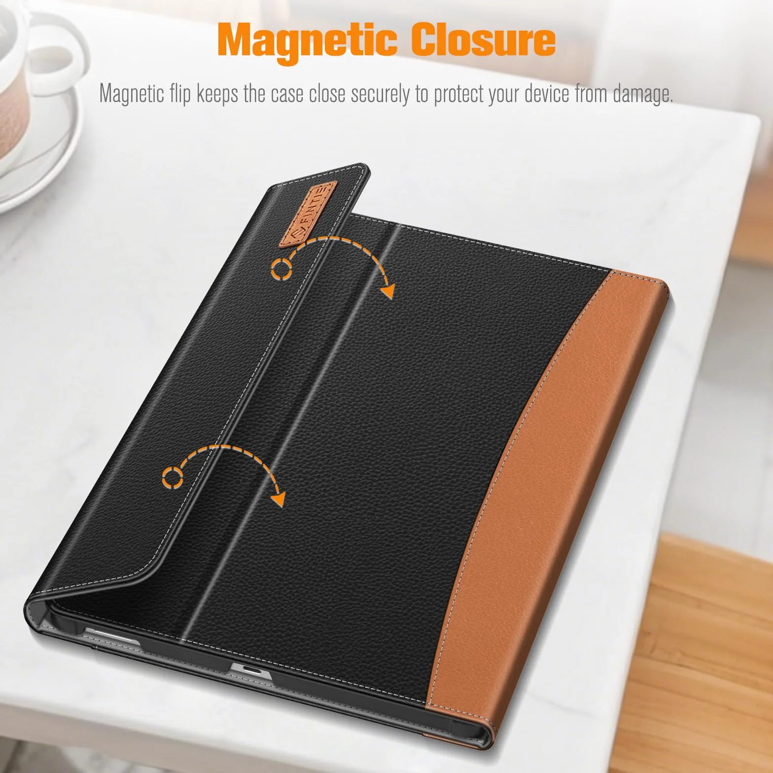 FINTIE Etui do Samsung Galaxy Tab S10 FE Plus (Tab S10 FE+) 13,1 cala 2025 - [Przechowywanie długopisów] Wielopozycyjny pokrowiec z przednią kieszenią z zapięciem magnetycznym, czarny/brązowy