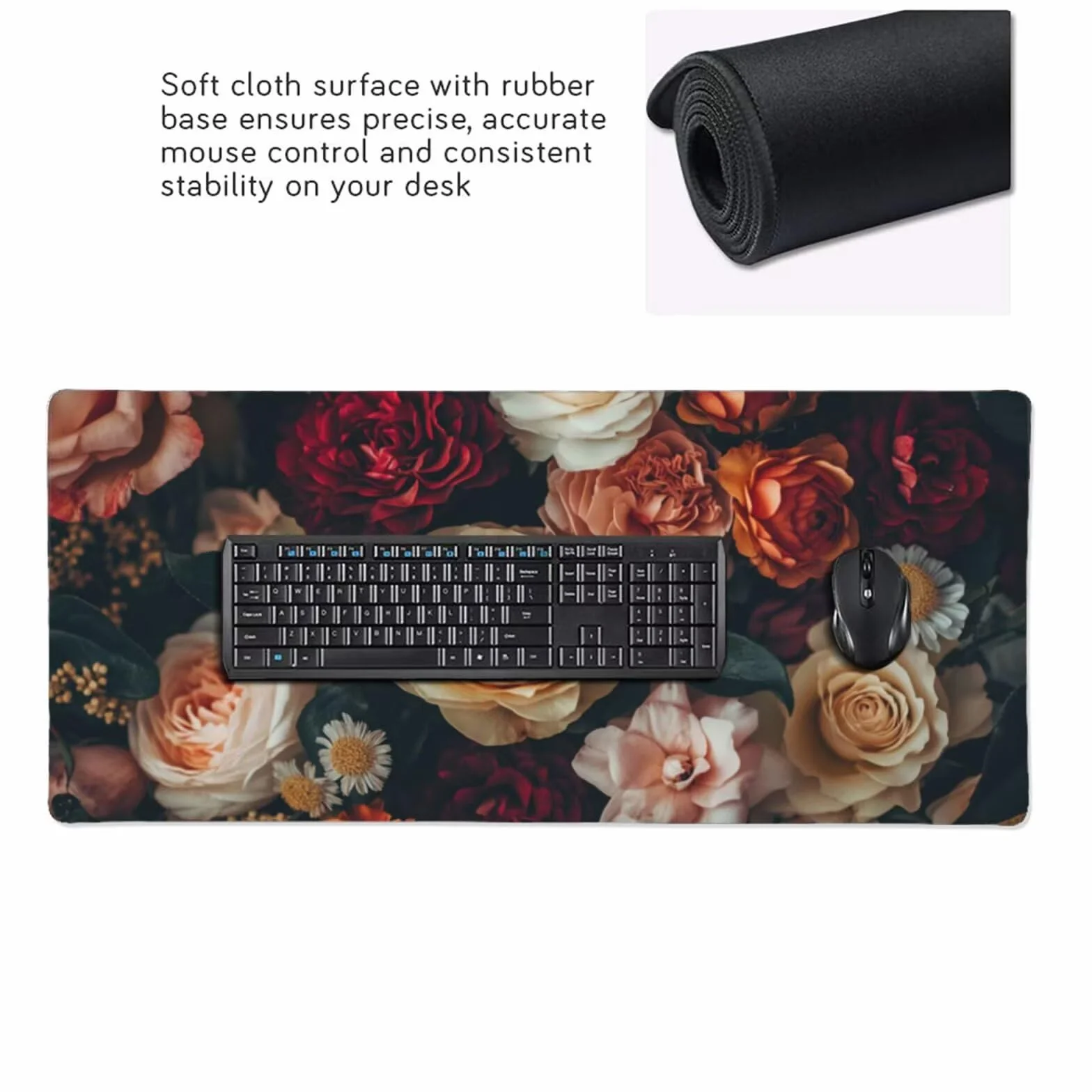 Podkładka pod mysz Kwiat Retro Gaming Pad 1400 x 600 mm Duża podkładka pod mysz XXL Wodoodporna i trwała z szytymi krawędziami Podkładka na biurko Mata pod mysz do domu, biura i pokoju zabaw 2S-599