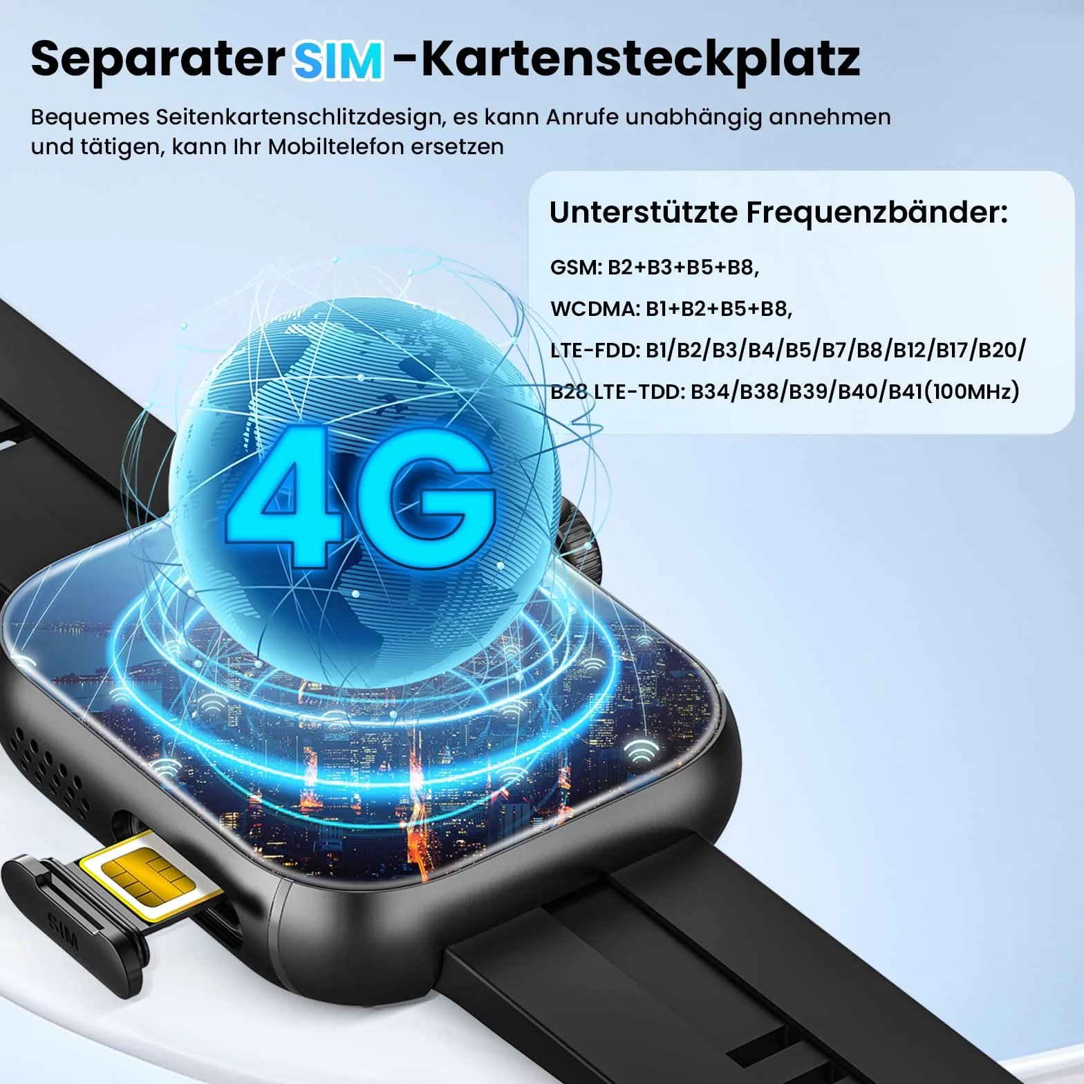Smartwatch 4G z telefonem 2,1" AMOLED Touch, duży ekran, Smart Watch dla mężczyzn i kobiet, fitness, 1020 mAh, lokalizator GPS, gniazdo SIM, obrotowa kamera, monitor tętna, SOS rozmowy, zegarek
