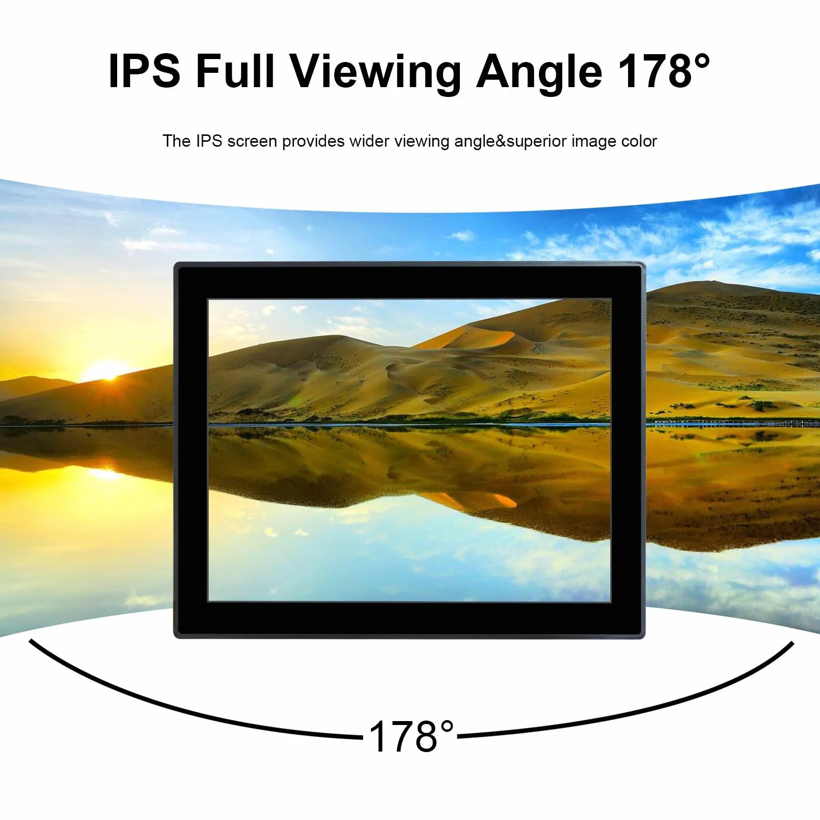 VSDISPLAY Przemysłowy ekran dotykowy 15", 1024 x 768, 350 nitów, przód IP65, 10-punktowy dotyk, duży zakres temperatur, obudowa ze stopu aluminium